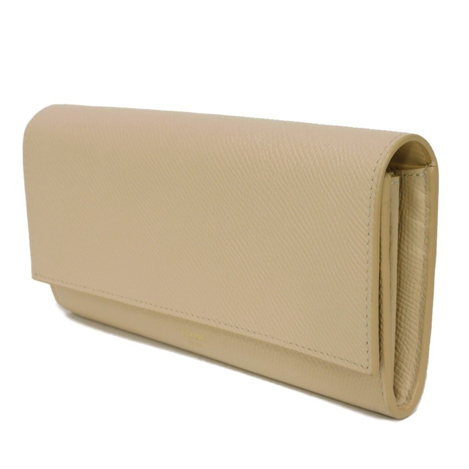 CELINE Long Wallet Large Flap Foil Stamping Grain Calf Beige Bi-fold New Nude 10B563BEL.03ND Men's Women's
