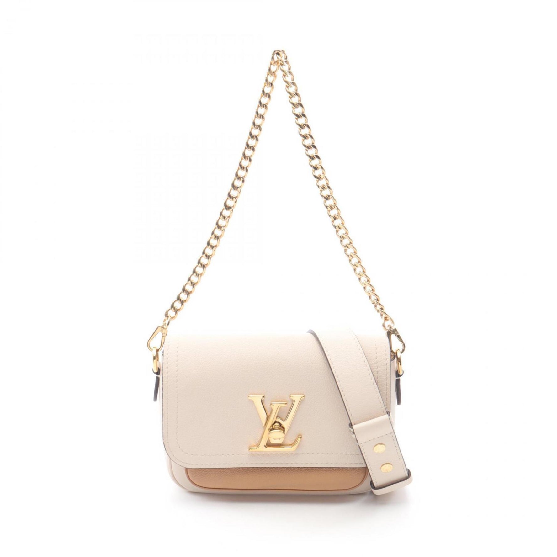Louis Vuitton Lockme Tender Shoulder Bag, Leather, Ivory and Beige
