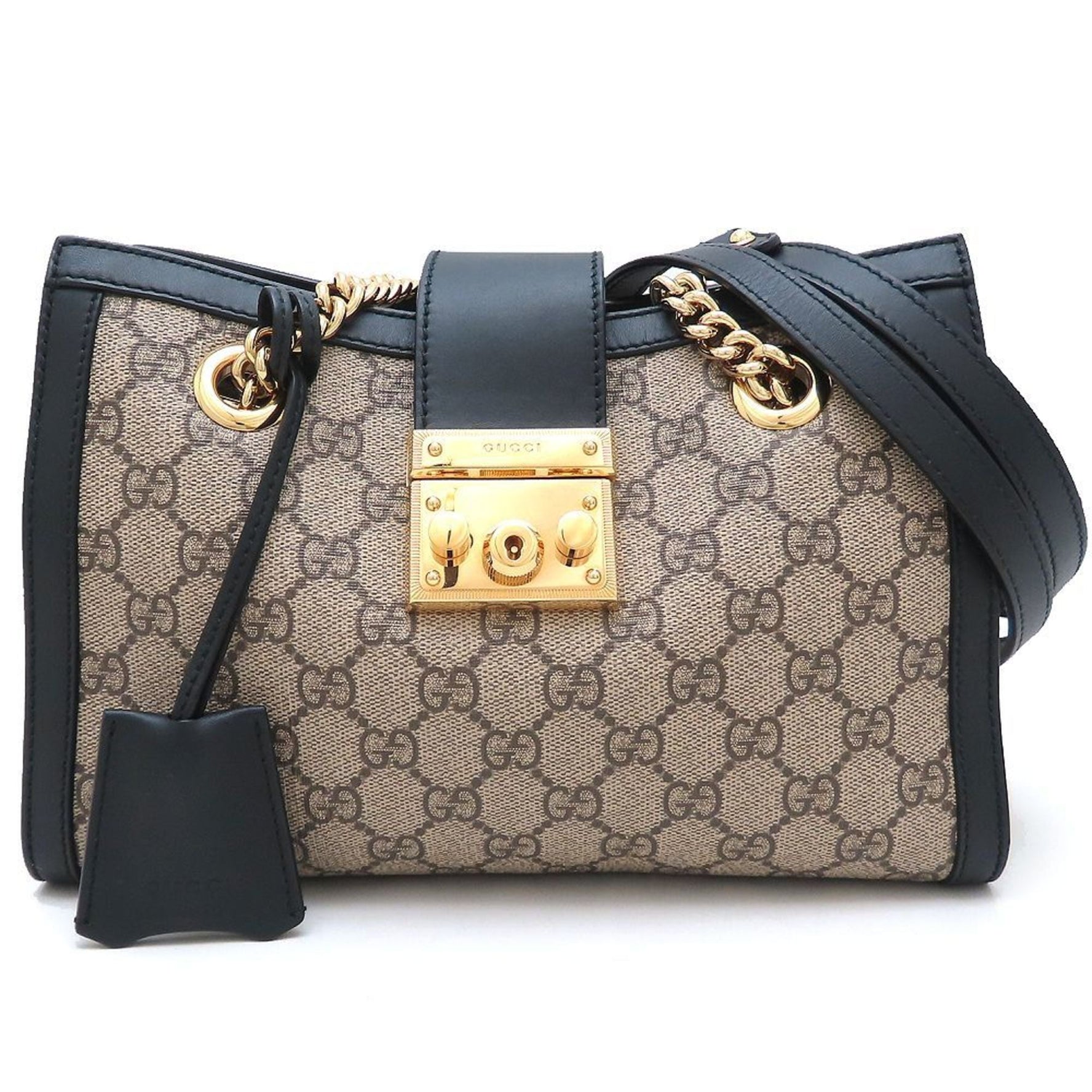 GUCCI Padlock Medium Tote Bag Shoulder in GG Supreme x Leather