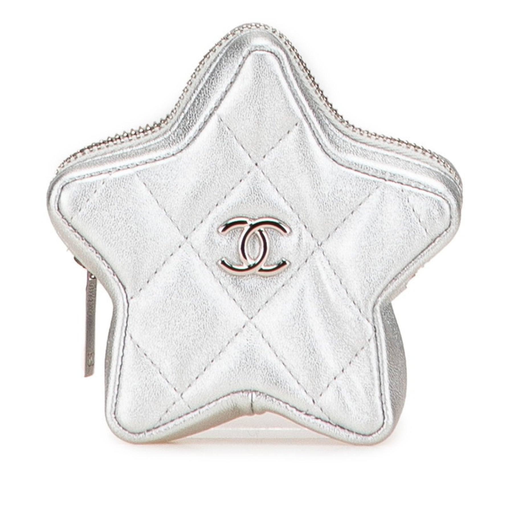 CHANEL Matelasse Coco Mark Star Wallet/Coin Case Mini Pouch Lambskin