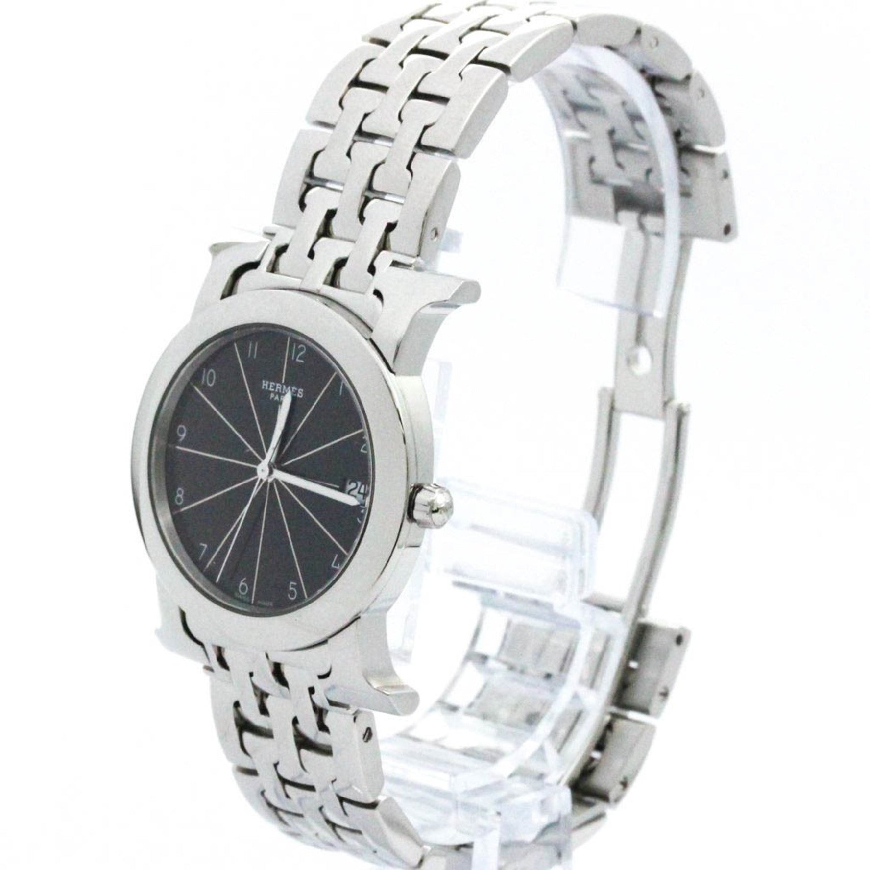 Polished HERMES H Watch Rond Steel Quartz Unisex Watch HR1.510 BF571222