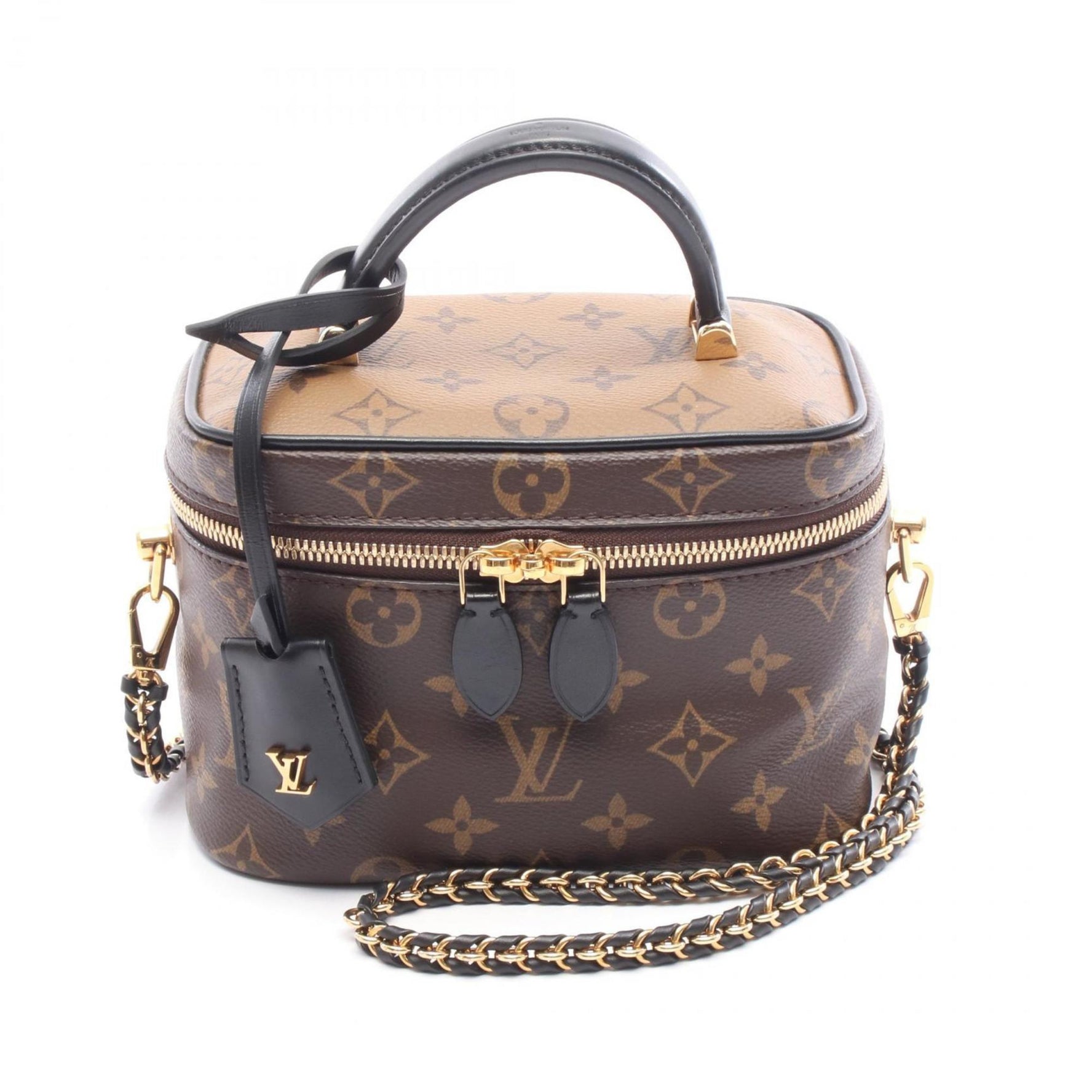 Louis Vuitton Vanity NV PM Handbag, Coated Canvas and Leather, Monogram Reverse, Brown Black