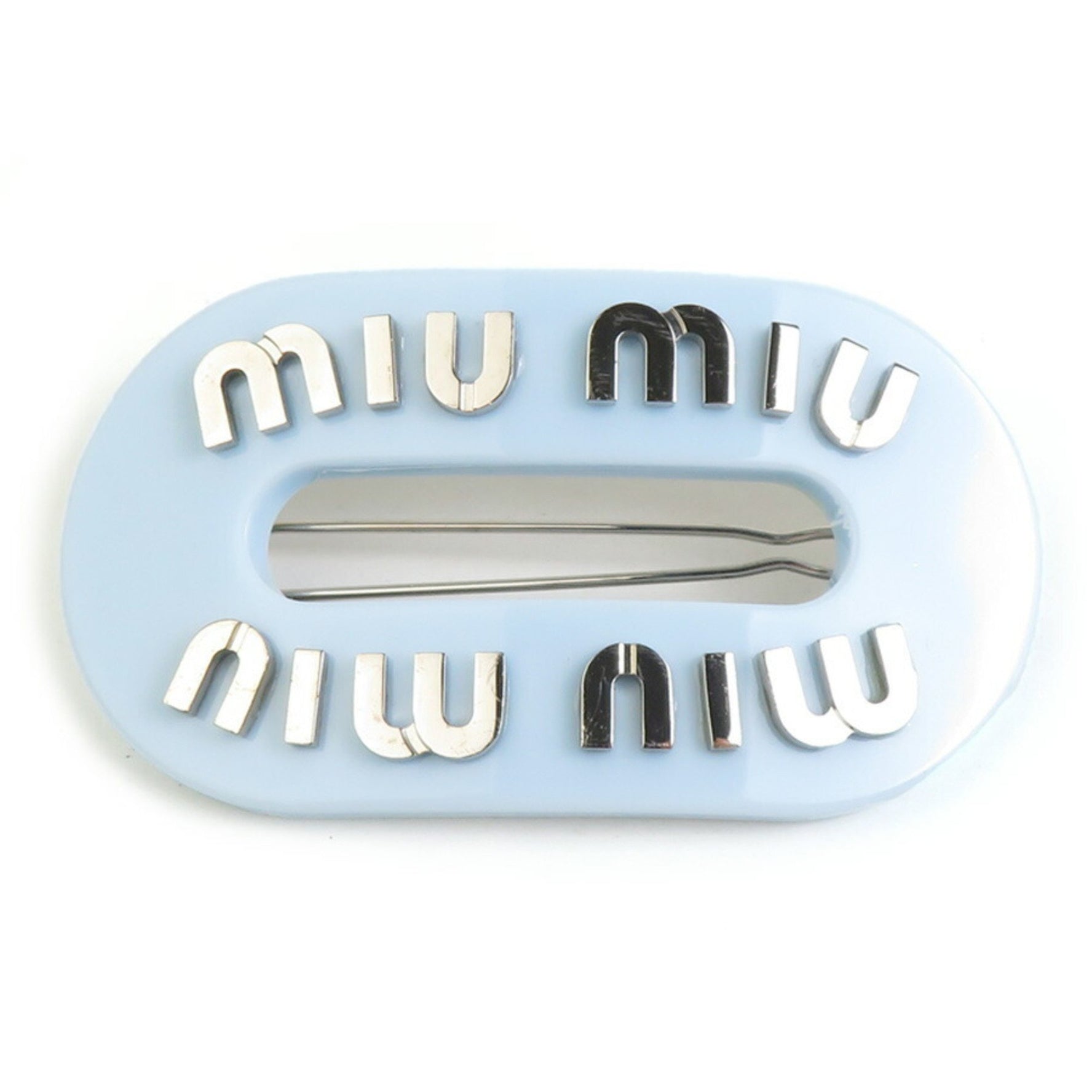 Miu Miu Miu Barrette Hair Accessory Resin Light Blue x Silver