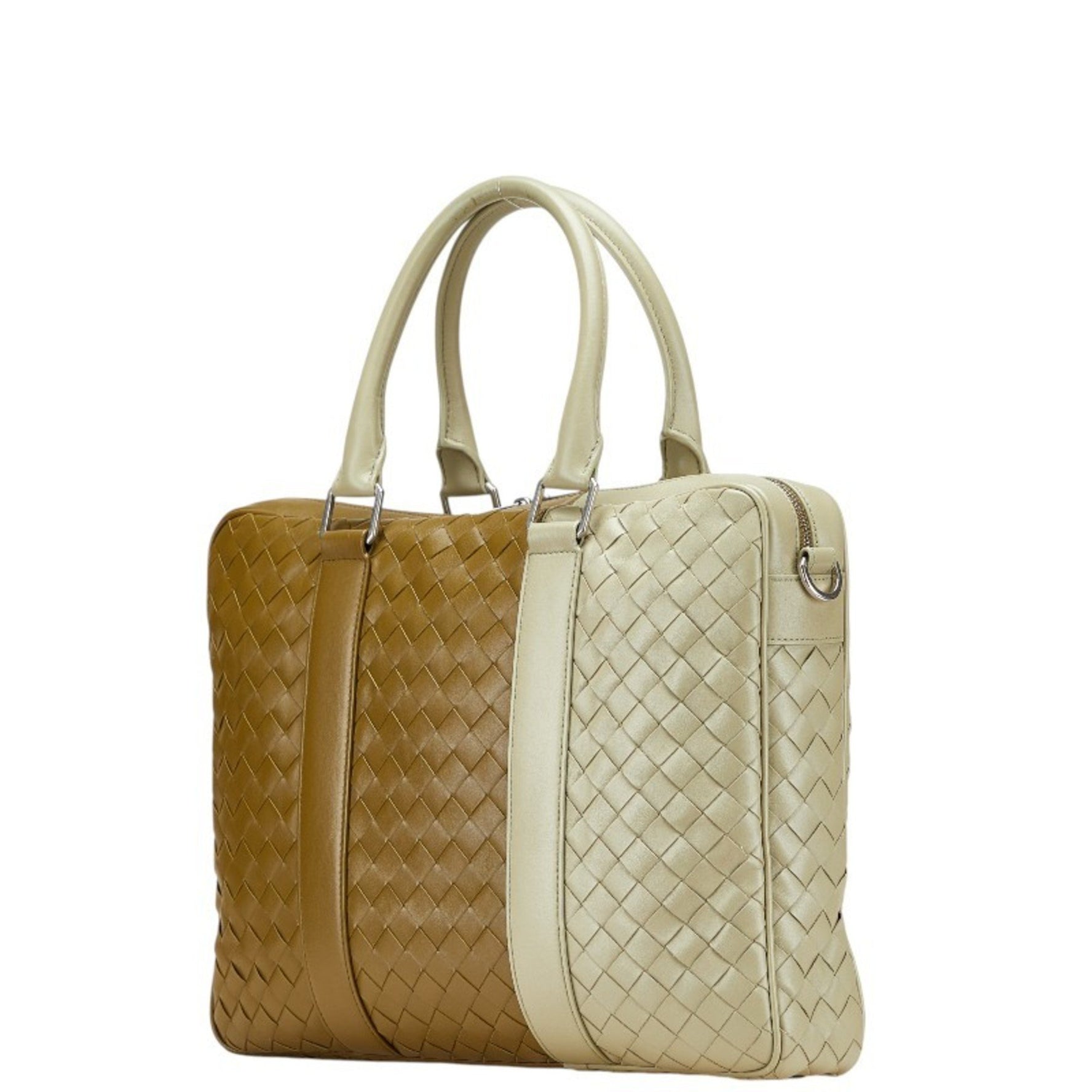 Bottega Veneta 2024 Autumn/Winter Mad Travertine Intrecciato Business Bag, Briefcase/Shoulder Khaki Green Calfskin