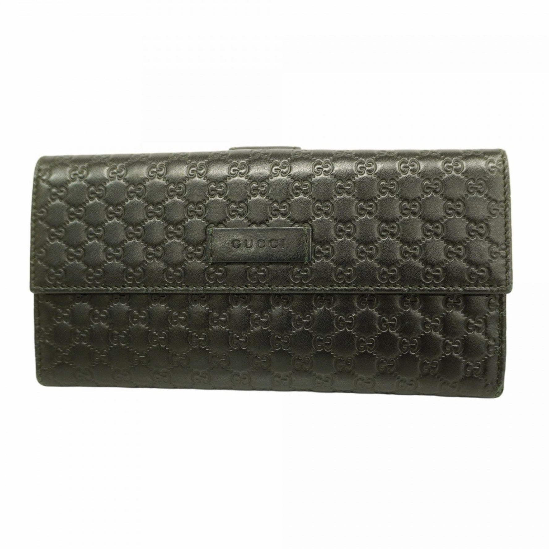 Gucci Micro Guccissima Long Wallet Leather Black Champagne Men's Women's