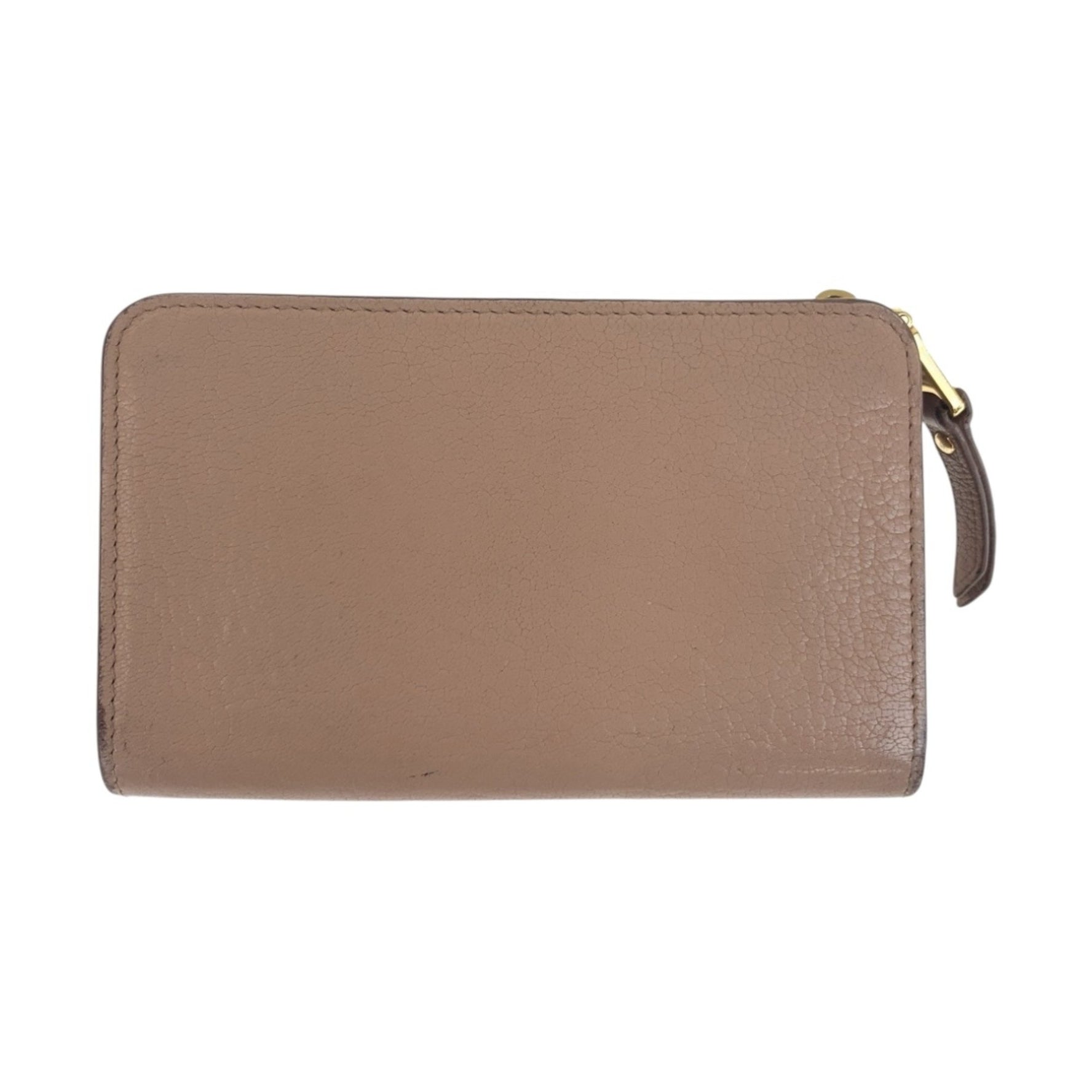 Miu Miu Miu Ribbon Gold Hardware Leather Folding Wallet Compact