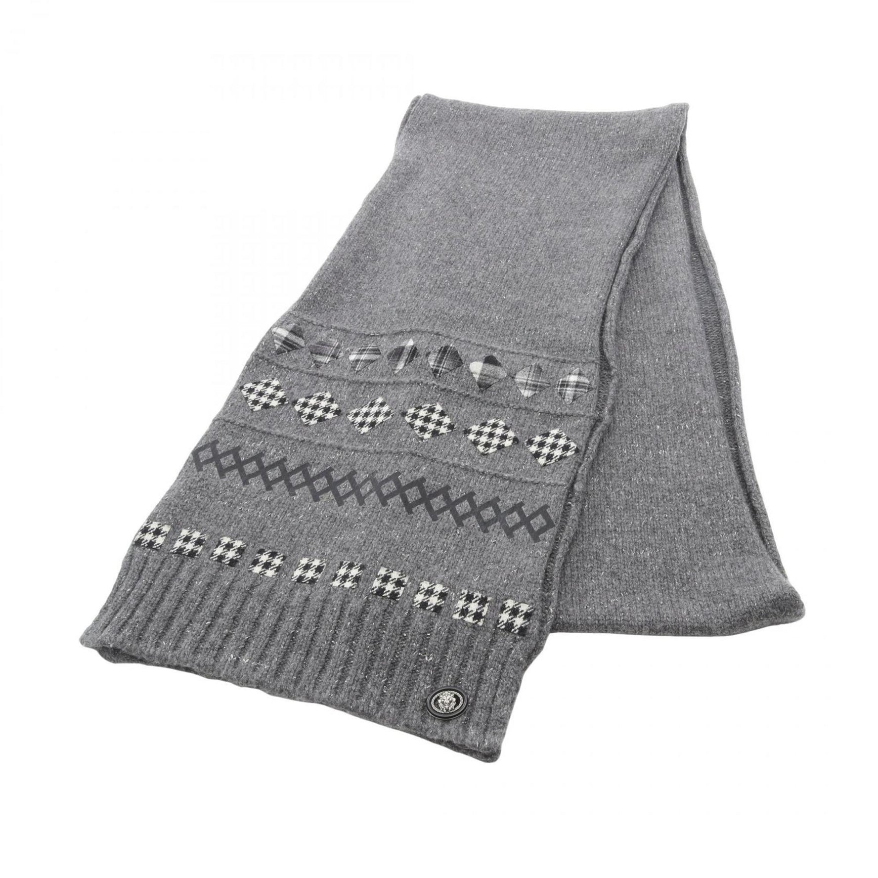 CHANEL Cashmere Scarf Gray, Black, and White