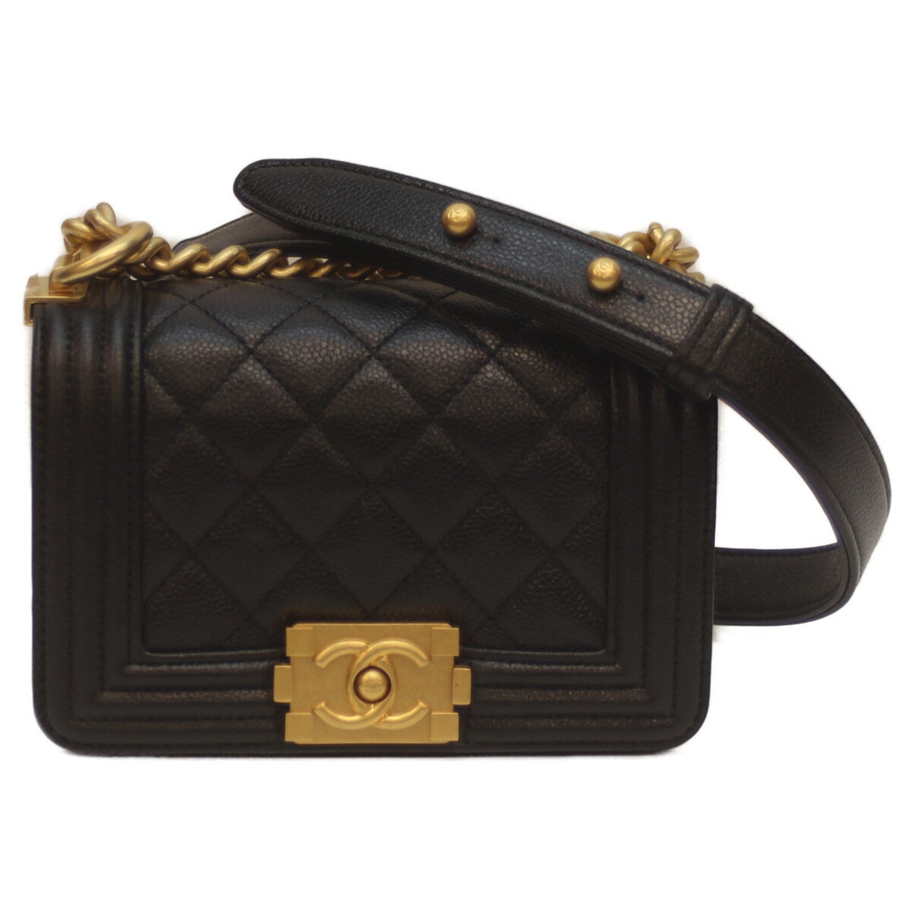 CHANEL Caviar Leather Mini Boy 15 Chain Shoulder Bag with G Hardware
