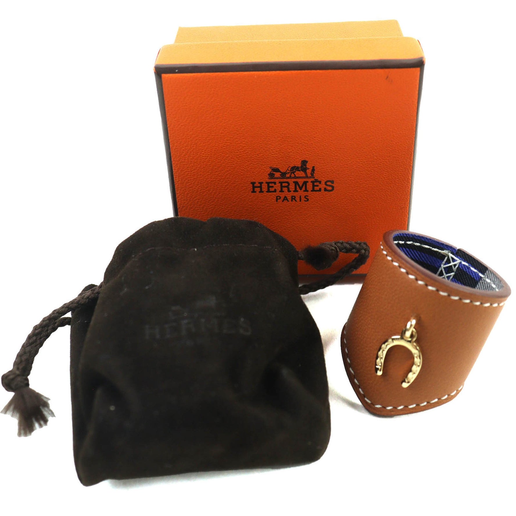 HERMES Porte Bonheur scarf ring in leather, silk, and maroon arzan with gold hardware. Made France box dust bag. A highly sought-after item .