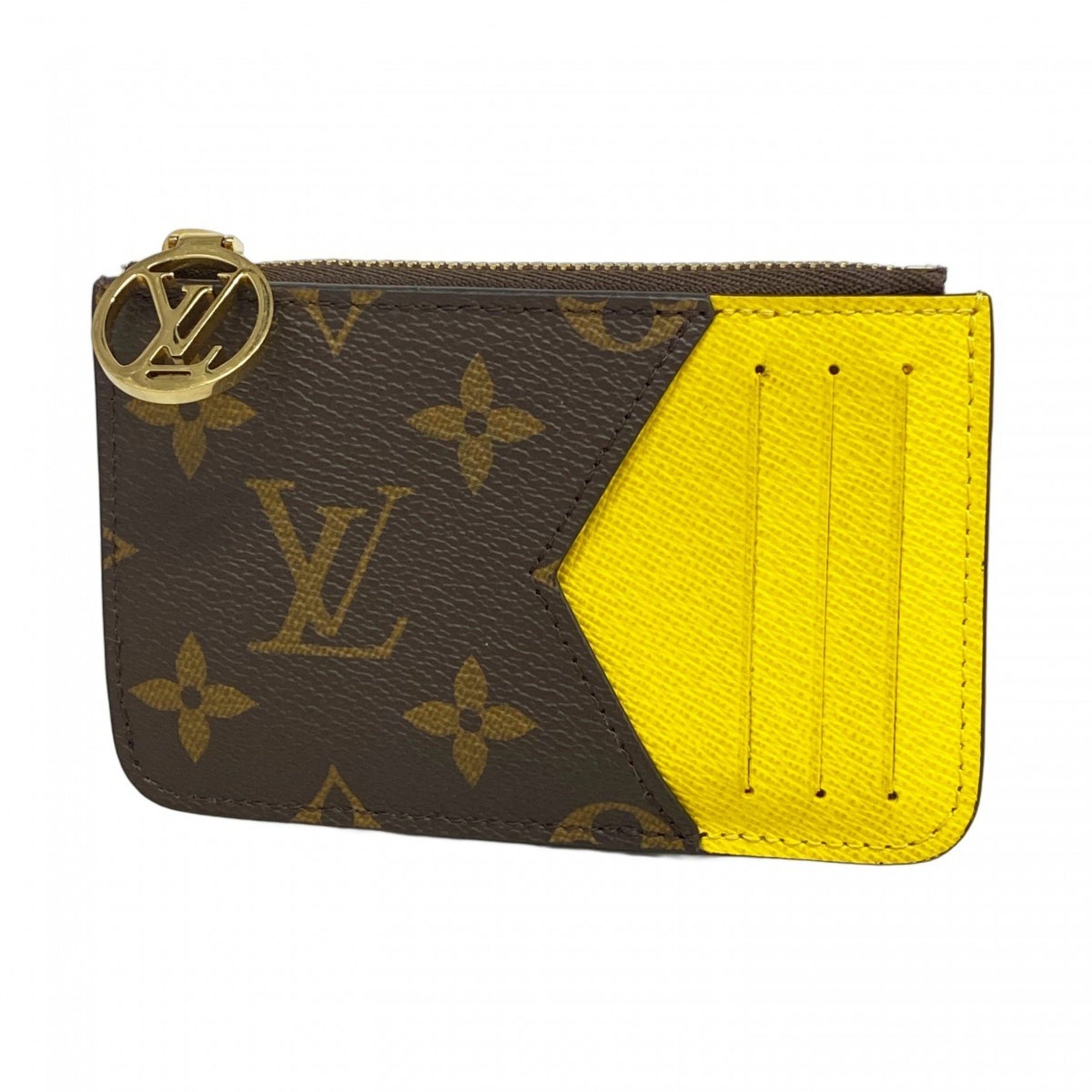 Louis Vuitton Monogram Porte-Cartier M81882 Wallet/Coin Case, Brown/Yellow, Women's, P1155373