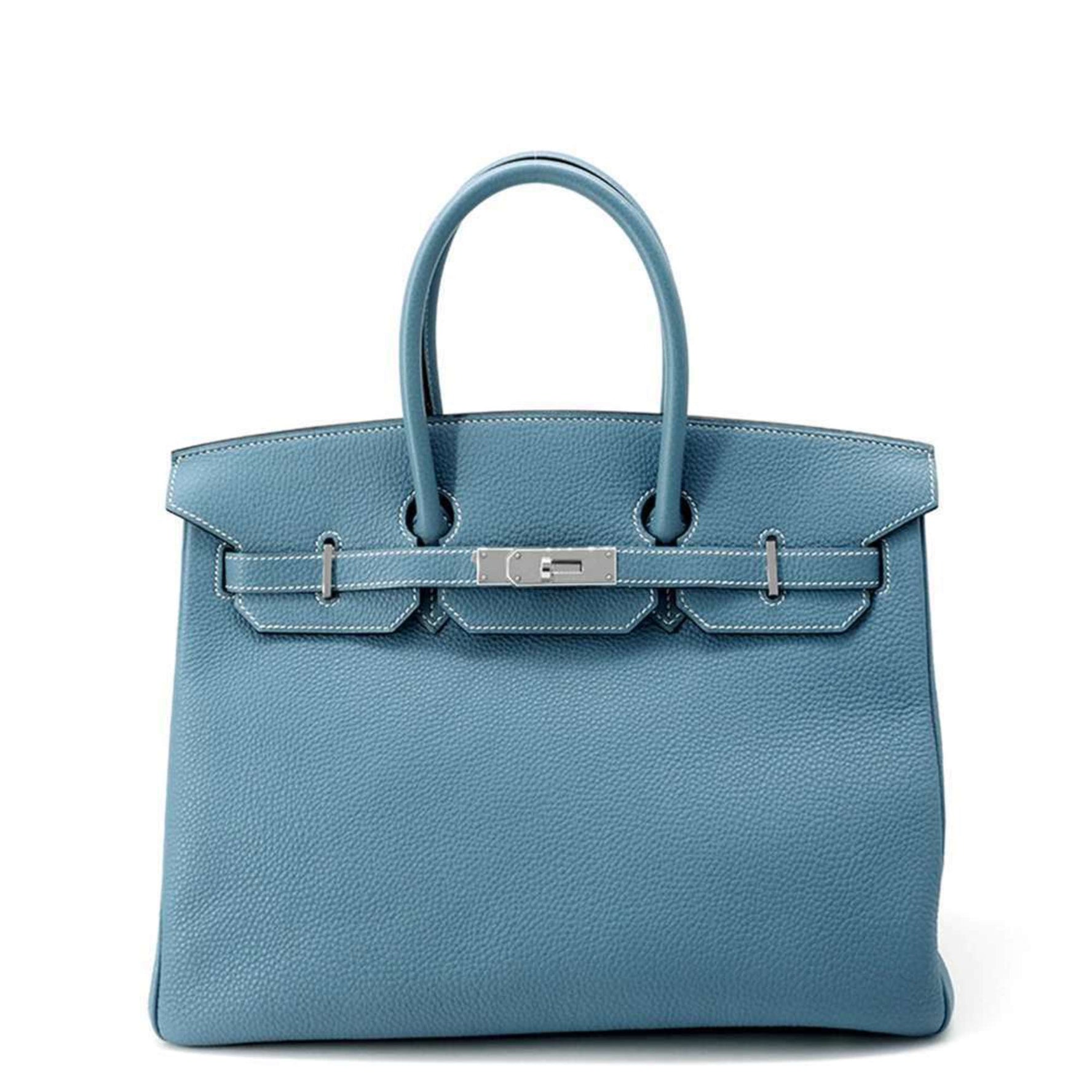 Hermes Birkin 35 Blue Jean Togo H Stamp HERMES Handbag