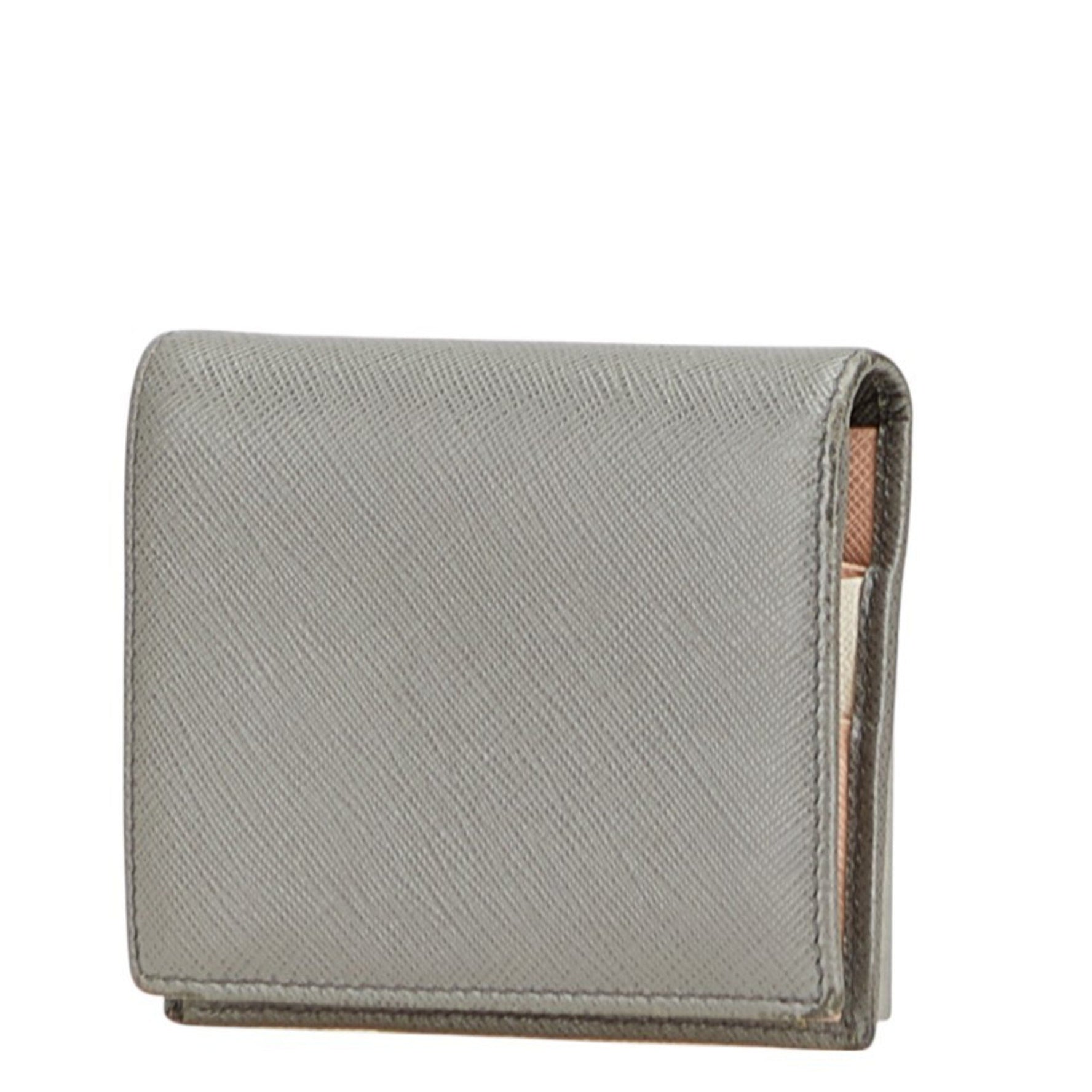 Prada logo bifold wallet in grey leather