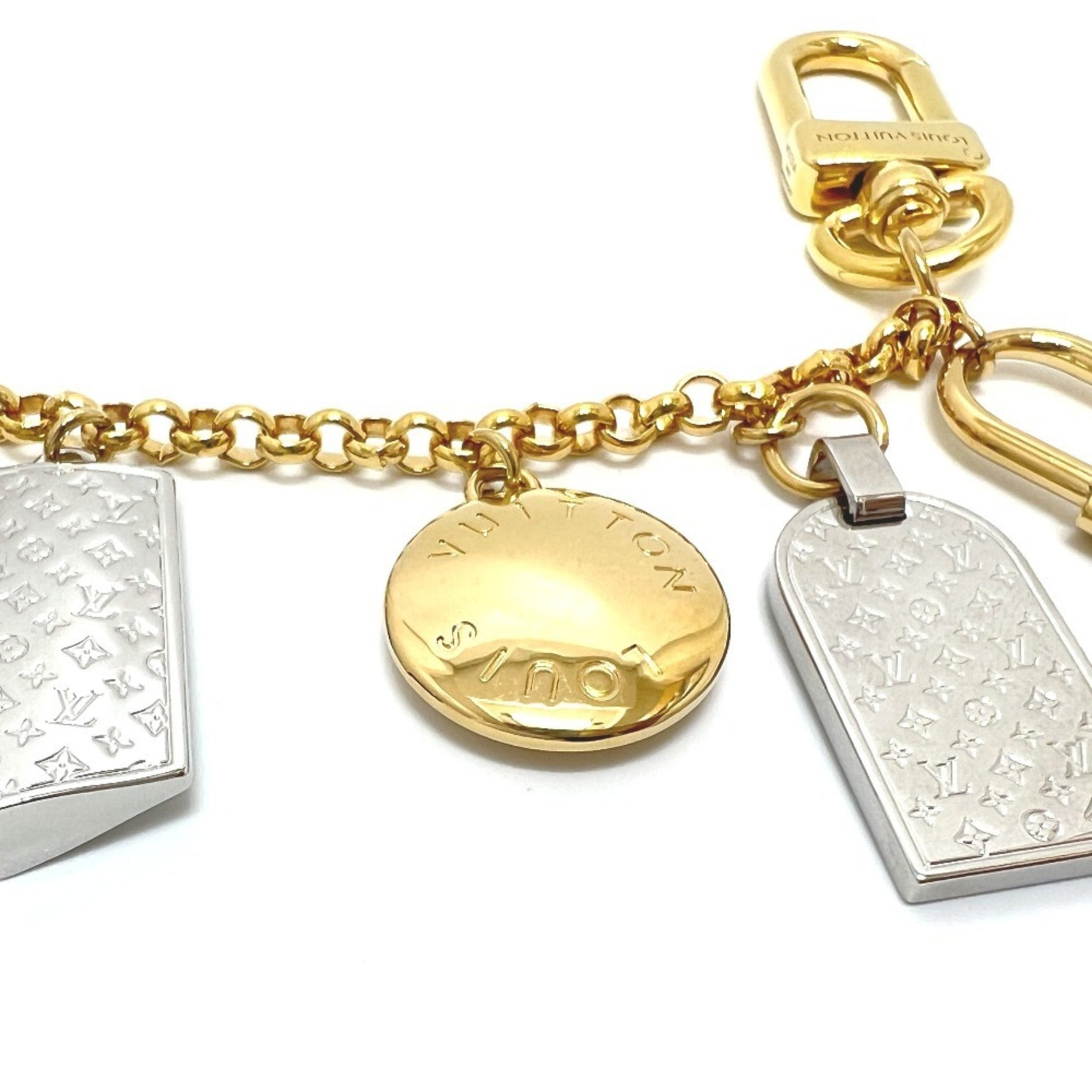 Louis Vuitton Chain Nanogram Icon Key Ring, Keychain/Bag Charm, Metal, Men's/Women's