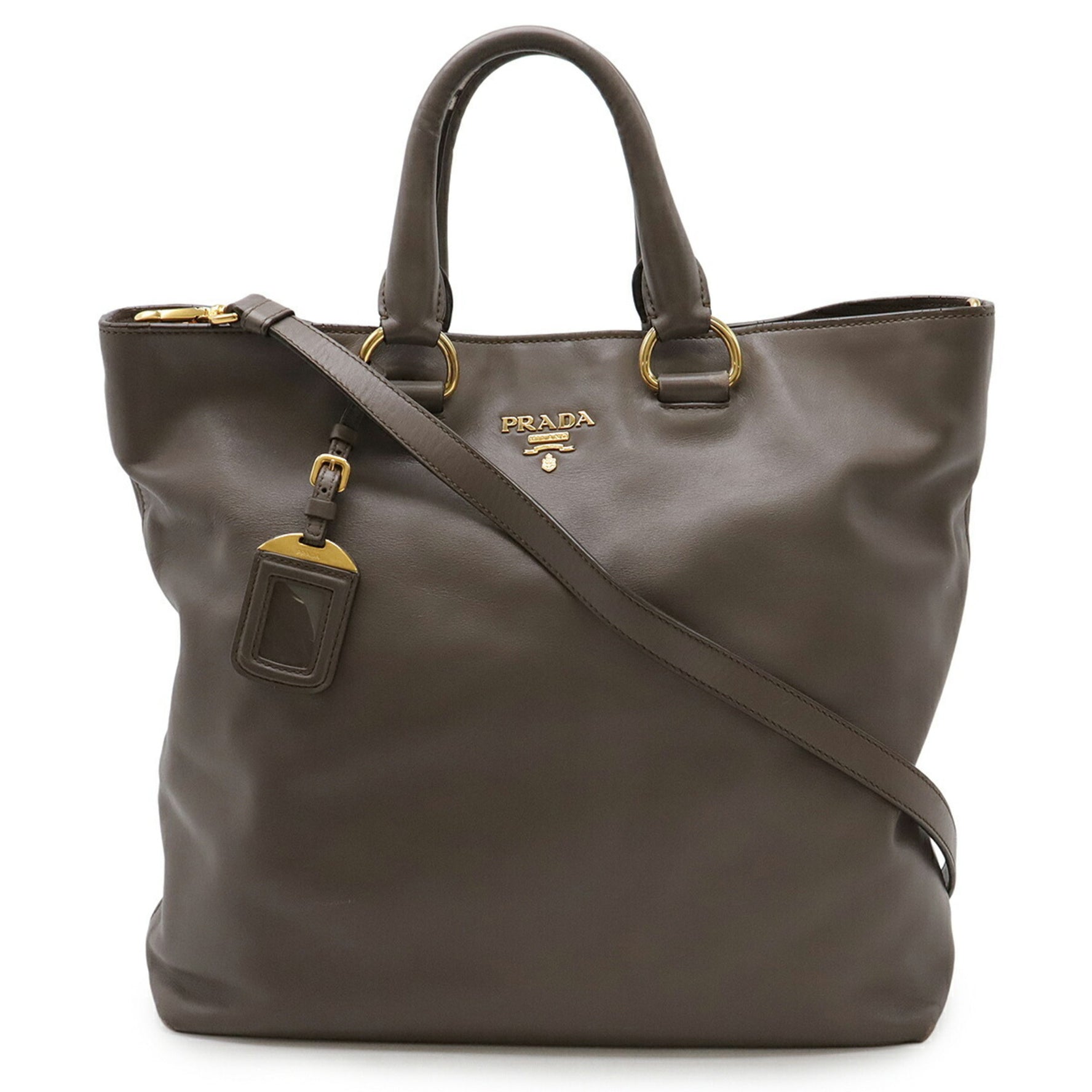 PRADA BAMBU' Large Tote Shoulder Bag in Greige Leather (BN1713) - Purchased at a Japanese Outlet