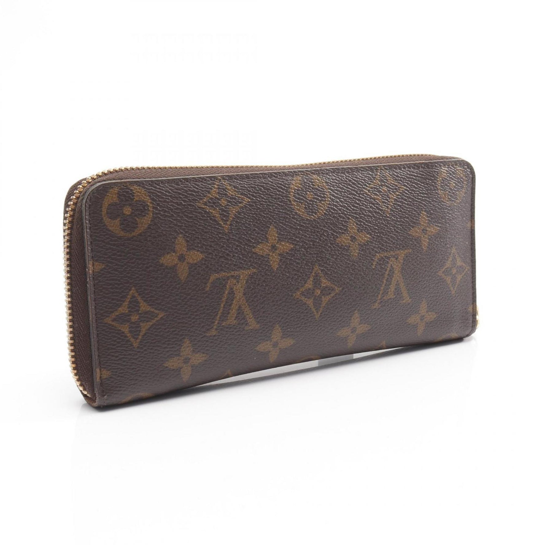 Louis Vuitton Portefeuille Clemence Round Long Wallet, Leather, Monogram, Brown and Pink