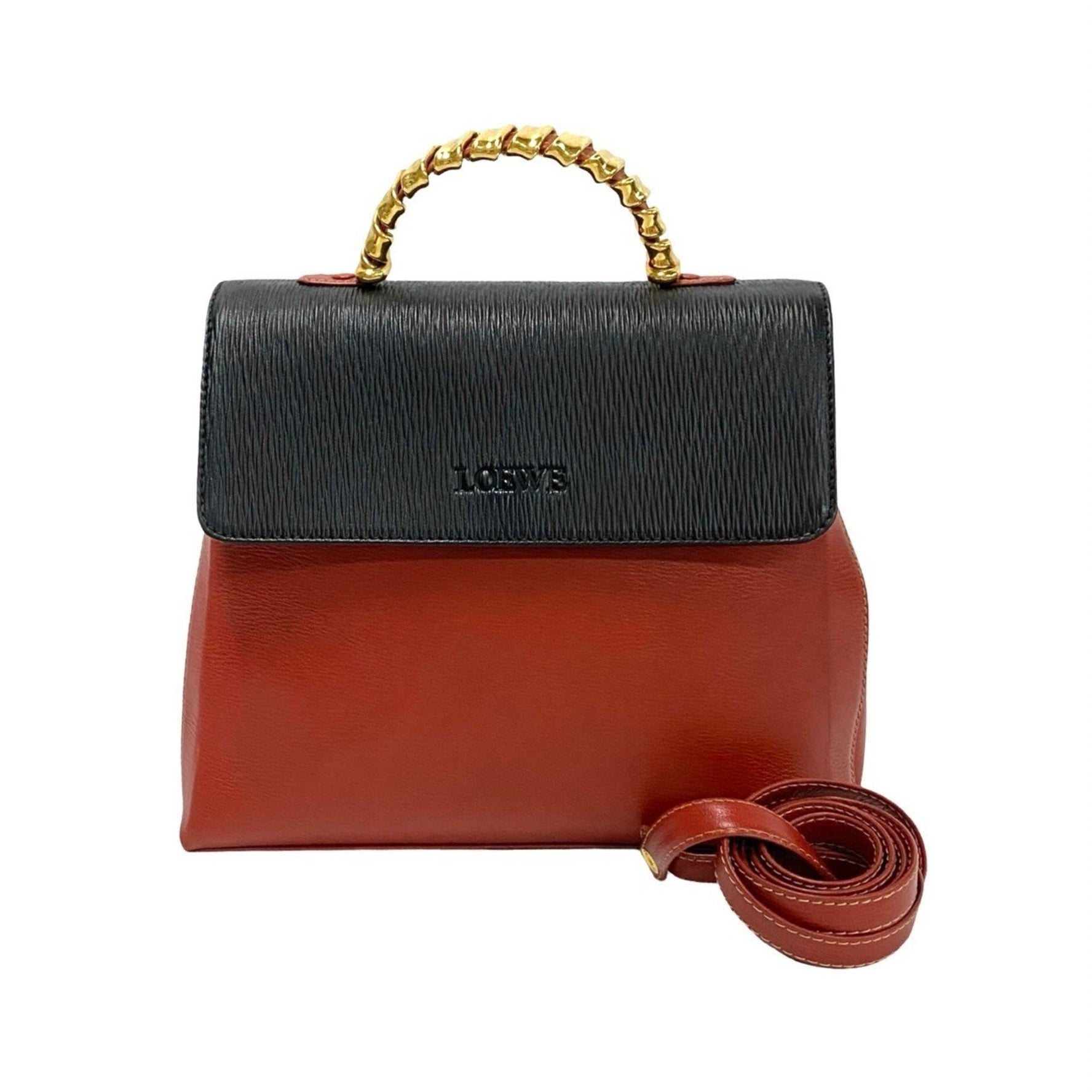 LOEWE Vintage Velázquez Twist Handle Leather Handbag/Shoulder Bag, Black