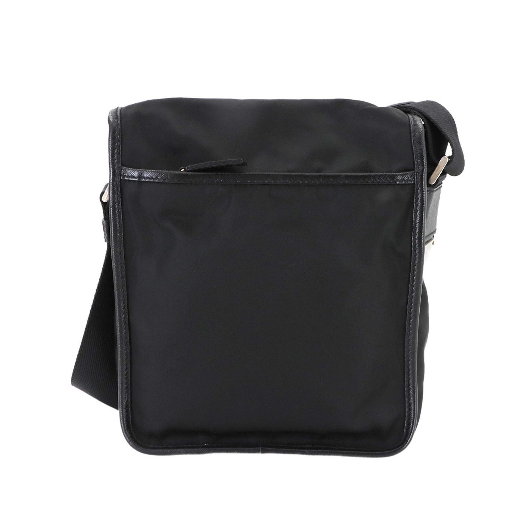 Prada Shoulder Bag in Nylon and Saffiano Leather, with Silver Hardware