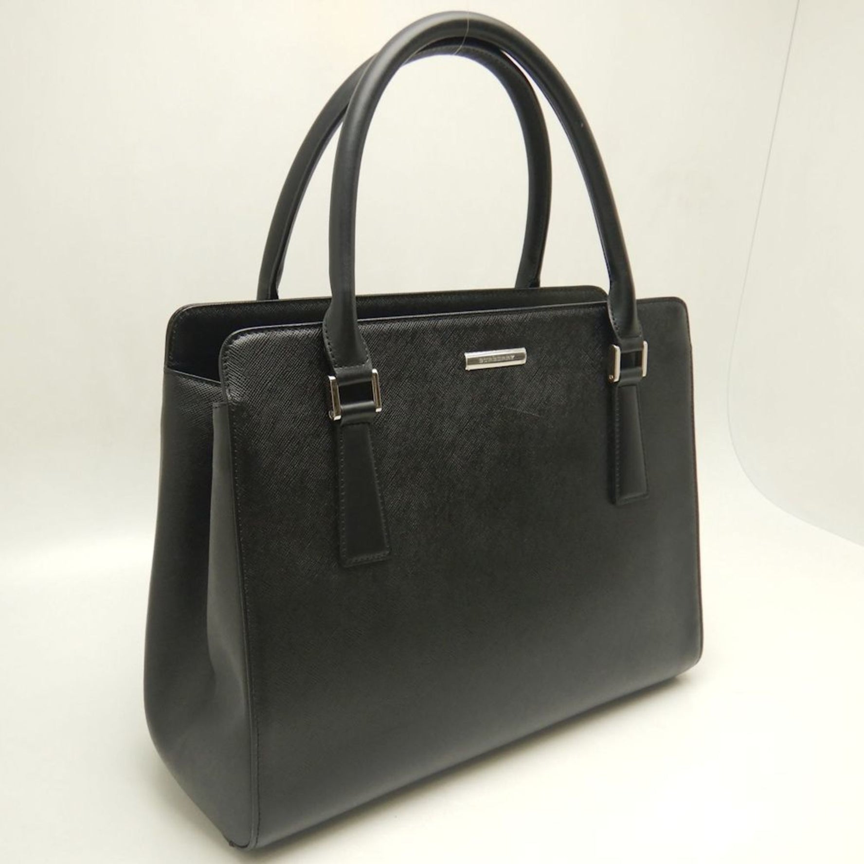 BURBERRY Handbag Saffiano Leather Black