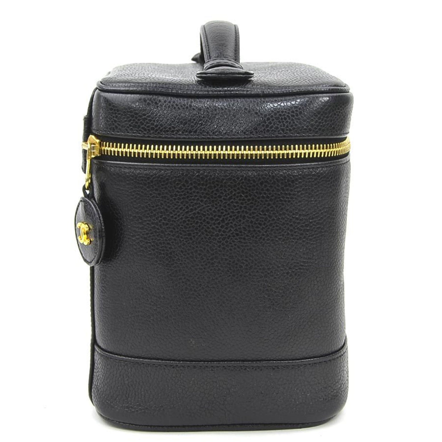 CHANEL handbag vanity bag caviar skin leather gold ladies