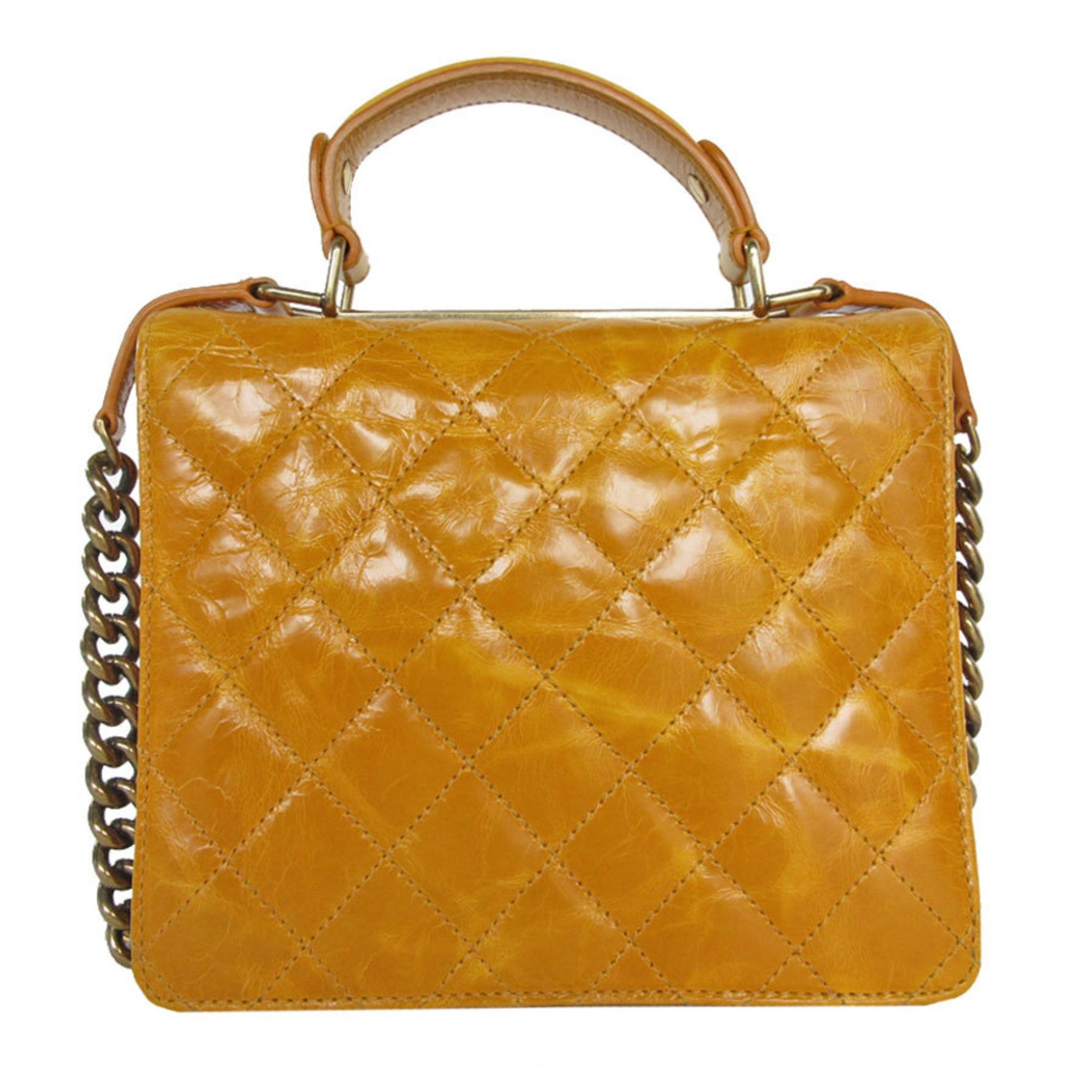 CHANEL handbag shoulder bag 2.55 leather metal yellow gold ladies