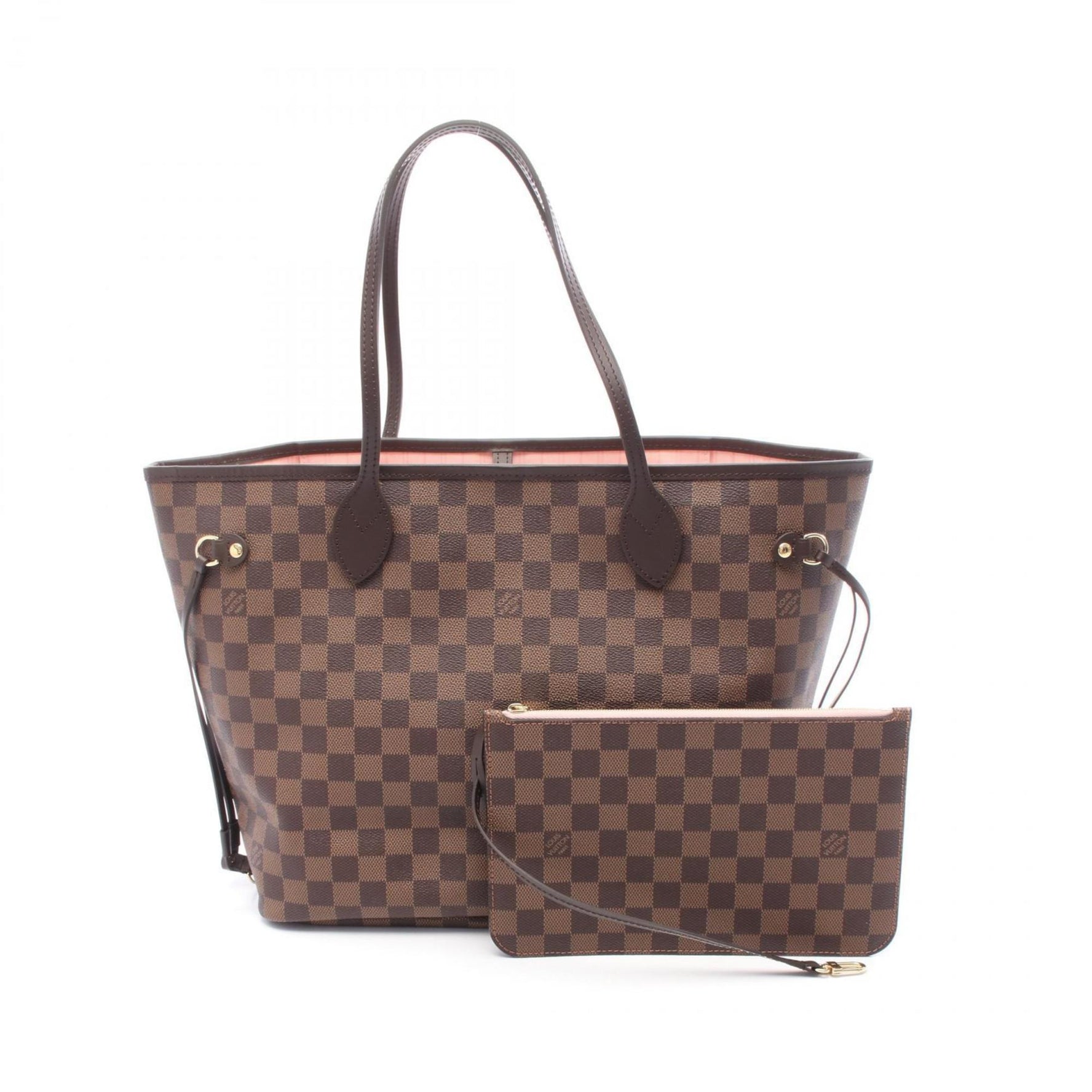 Louis Vuitton Neverfull MM Damier Ebene Rose Ballerine Tote Bag, Coated Canvas and Leather