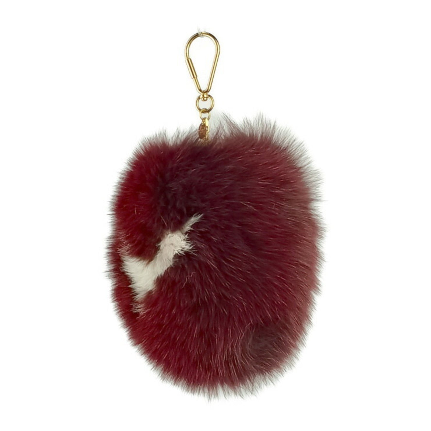 Louis Vuitton Bag Charm Fuzzy V Keychain Amaranth Fox Fur Men's