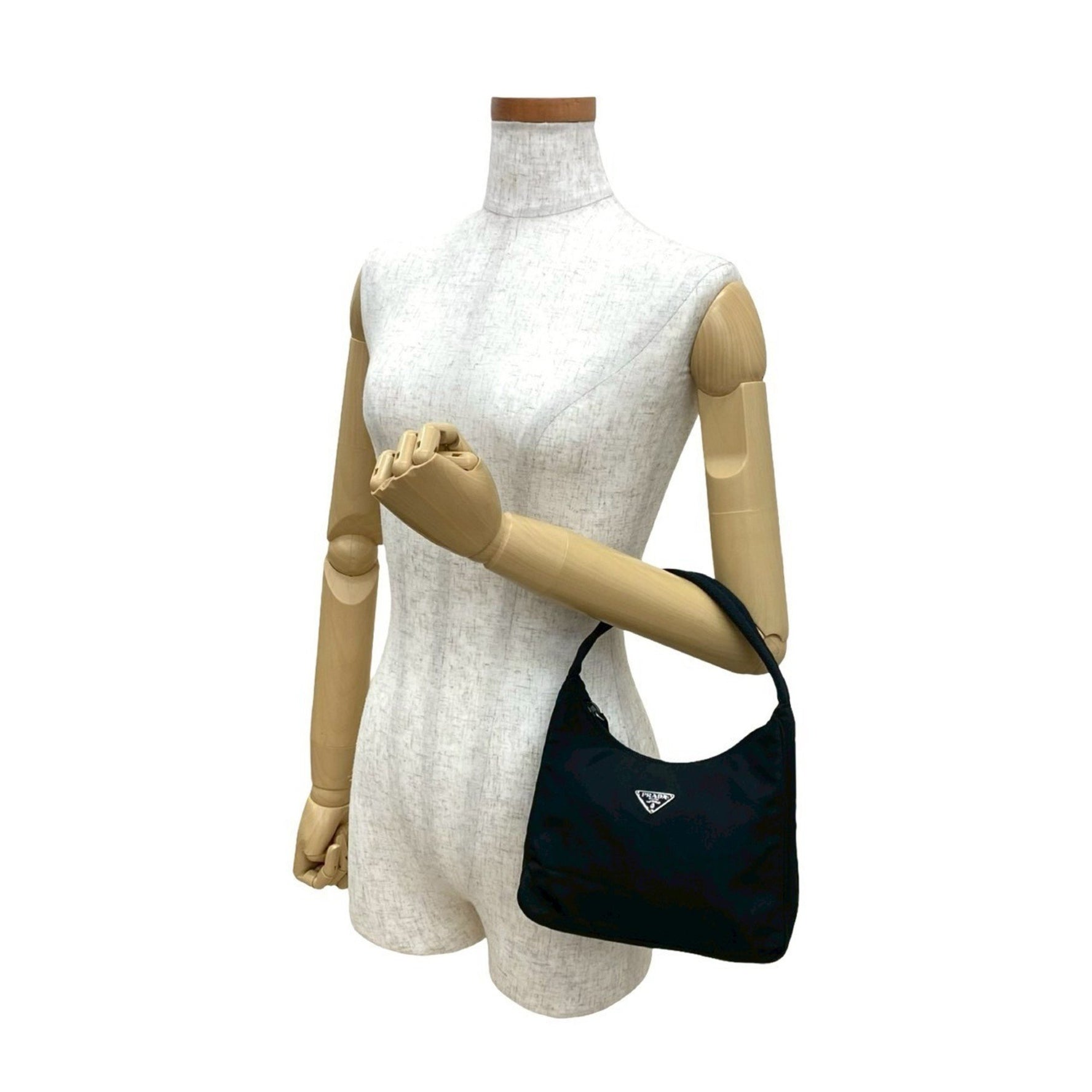 PRADA Tessuto nylon mini handbag in with triangle logo and silver hardware, model