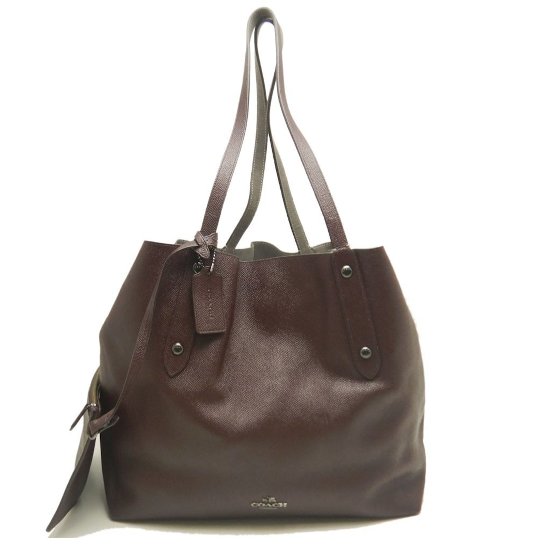 COACH Reversible Tote Leather Bag in Purple and Gray