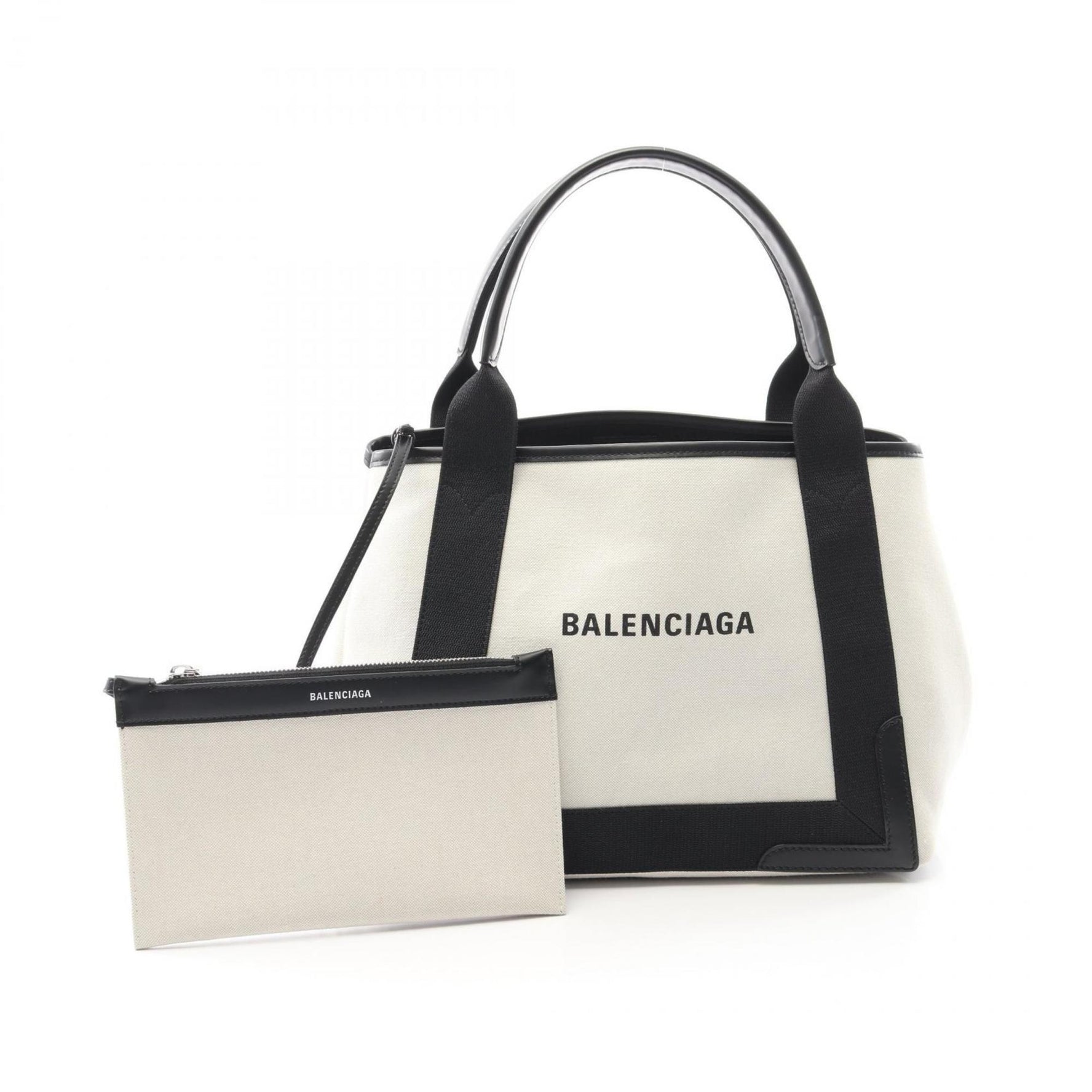 Balenciaga Navy Cabas S Tote Bag, Canvas and Leather, White/Black