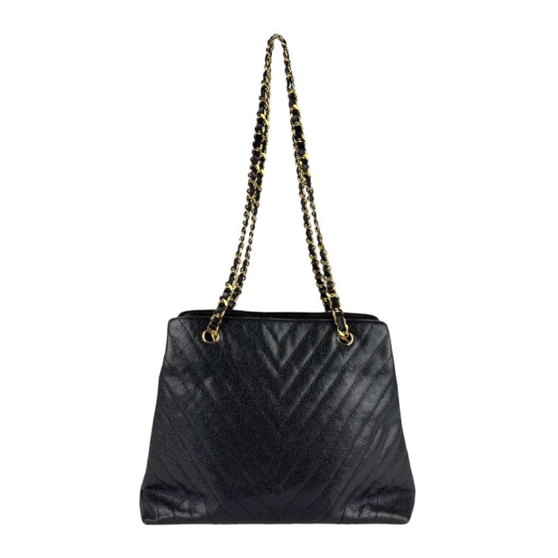 CHANEL Shoulder Bag, V-Stitch, Caviar Leather, Black, Women's, Z6553