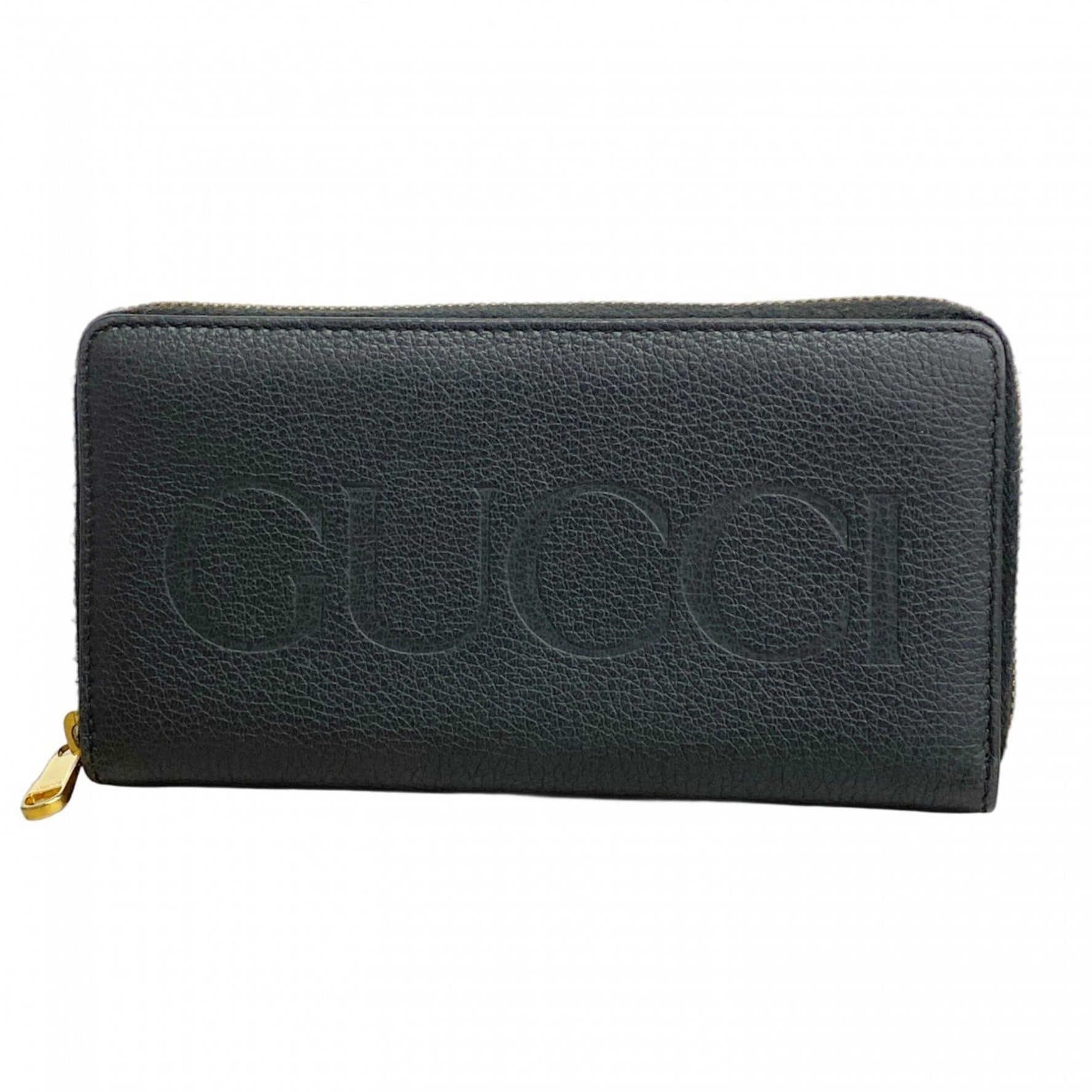 Gucci long wallet leather black for men and women