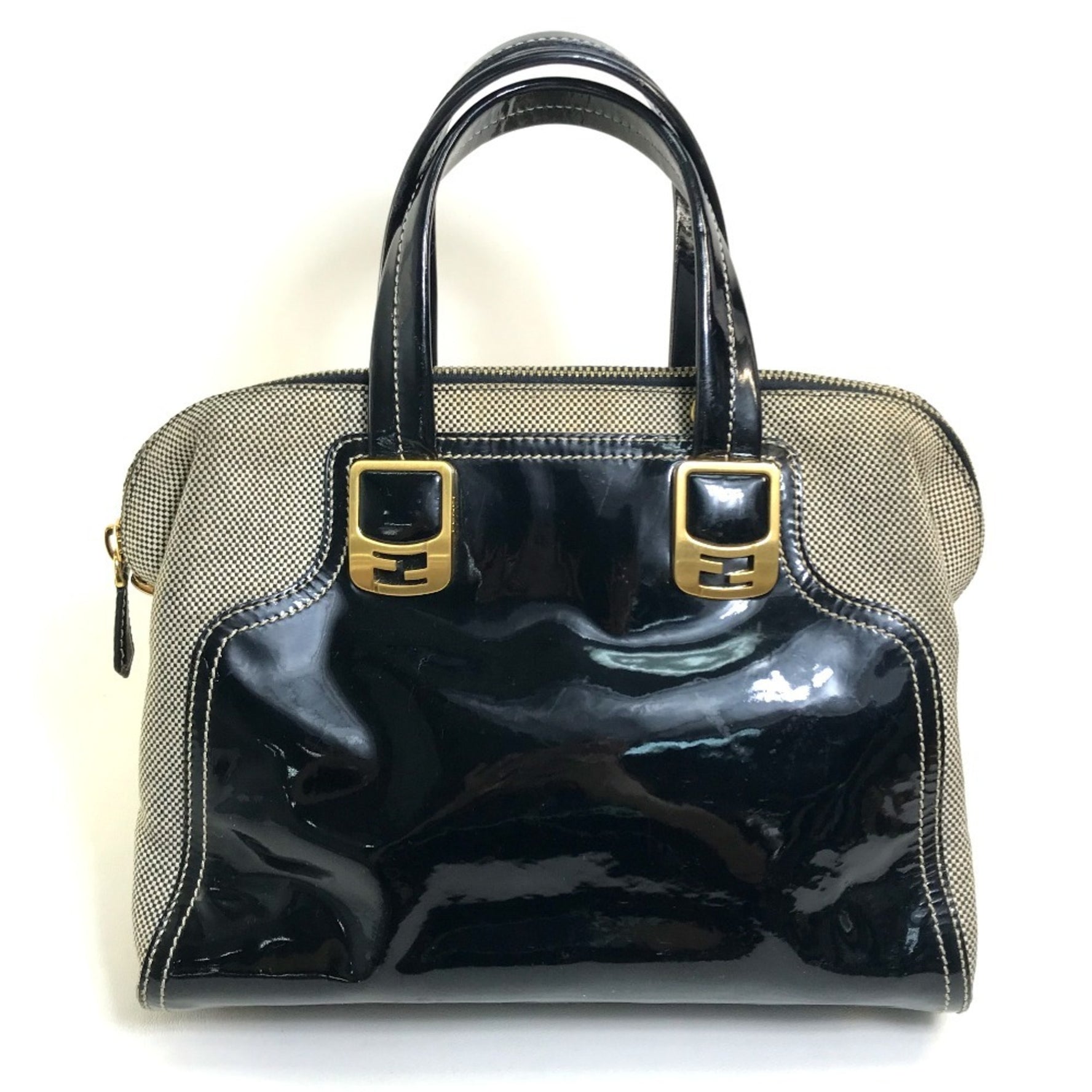 FENDI Enamel Chameleon Shoulder Bag/Handbag in Canvas/Patent Leather