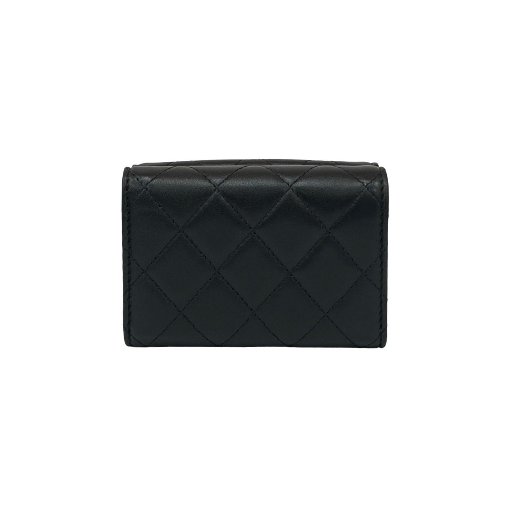 CHANEL Matelasse Coco Mark Lambskin Tri-fold Wallet