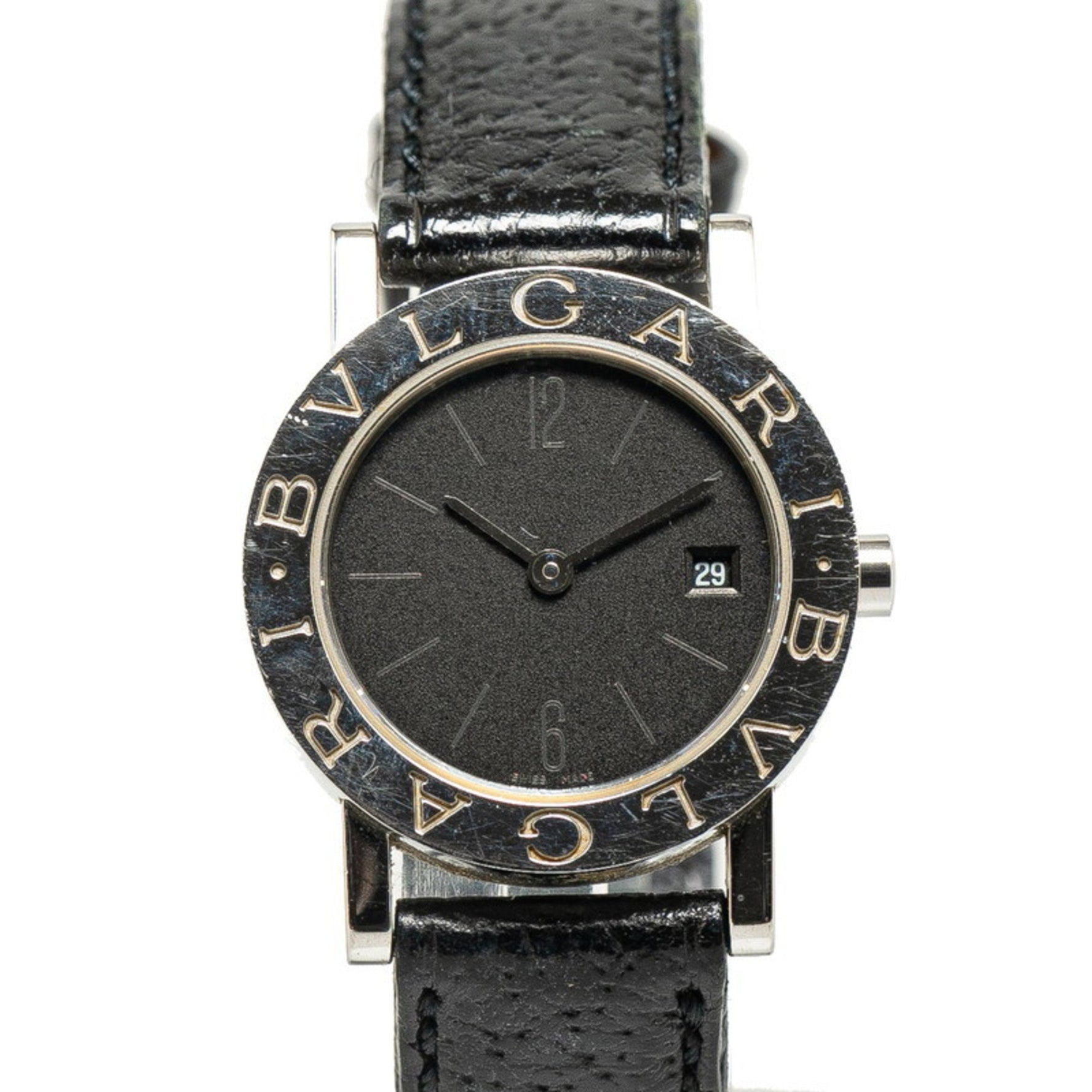 BVLGARI Watch Quartz Black Dial Stainless Steel Leather