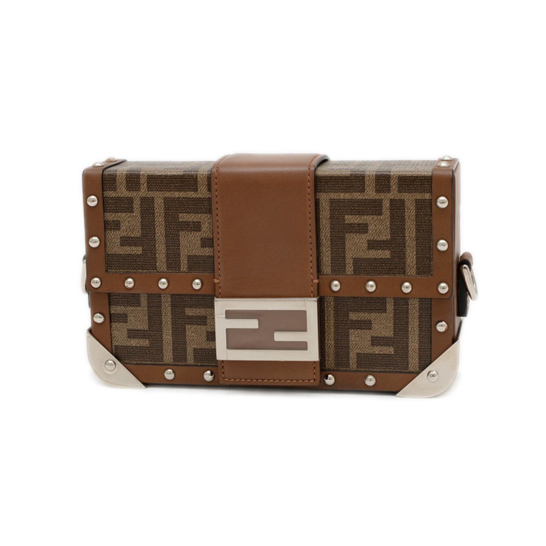 Fendi Zucca Bucket Trunk Shoulder Bag in Canvas and Leather