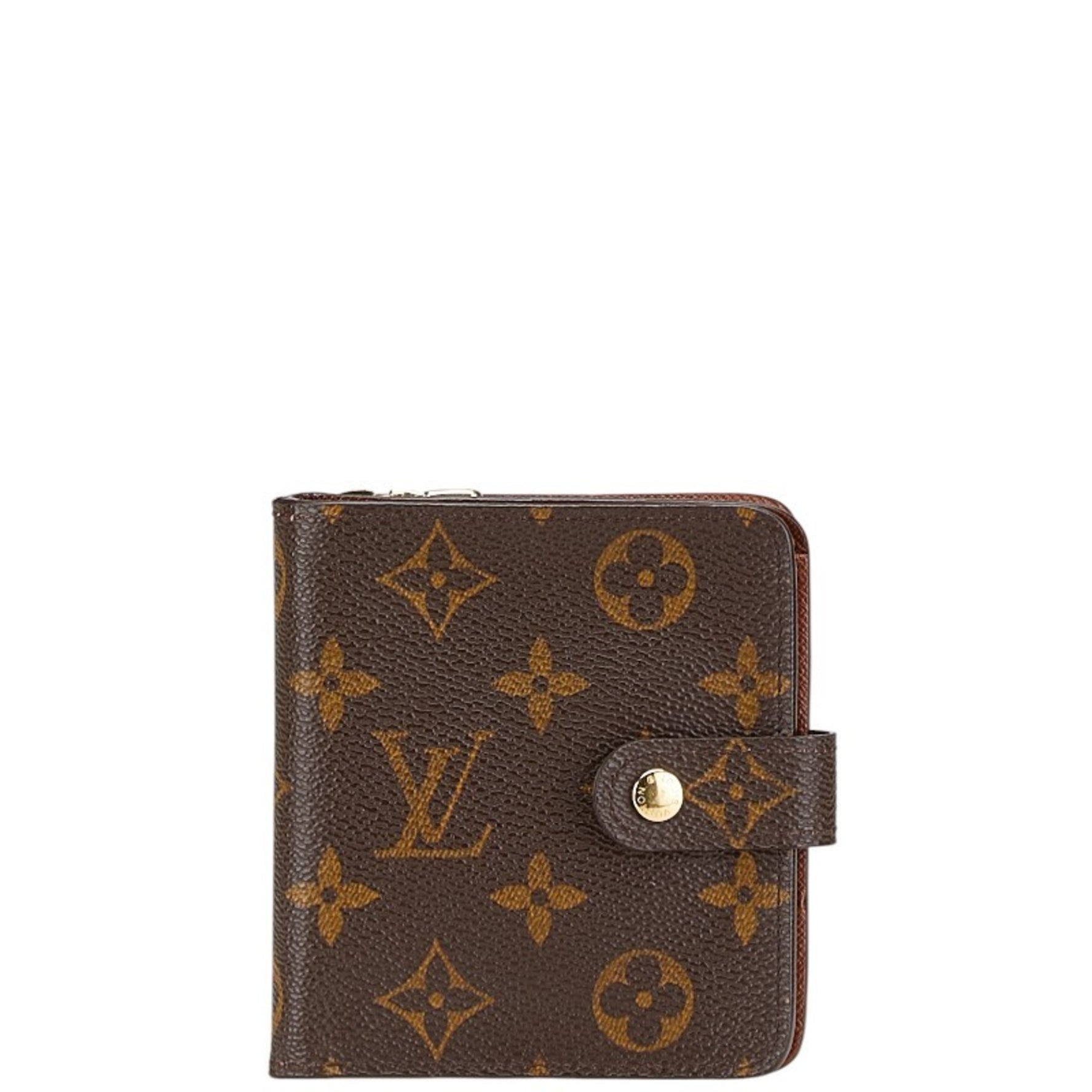 Louis Vuitton Monogram Compact Zip Bi-fold Wallet M61667 Brown PVC Leather Women's LOUIS VUITTON