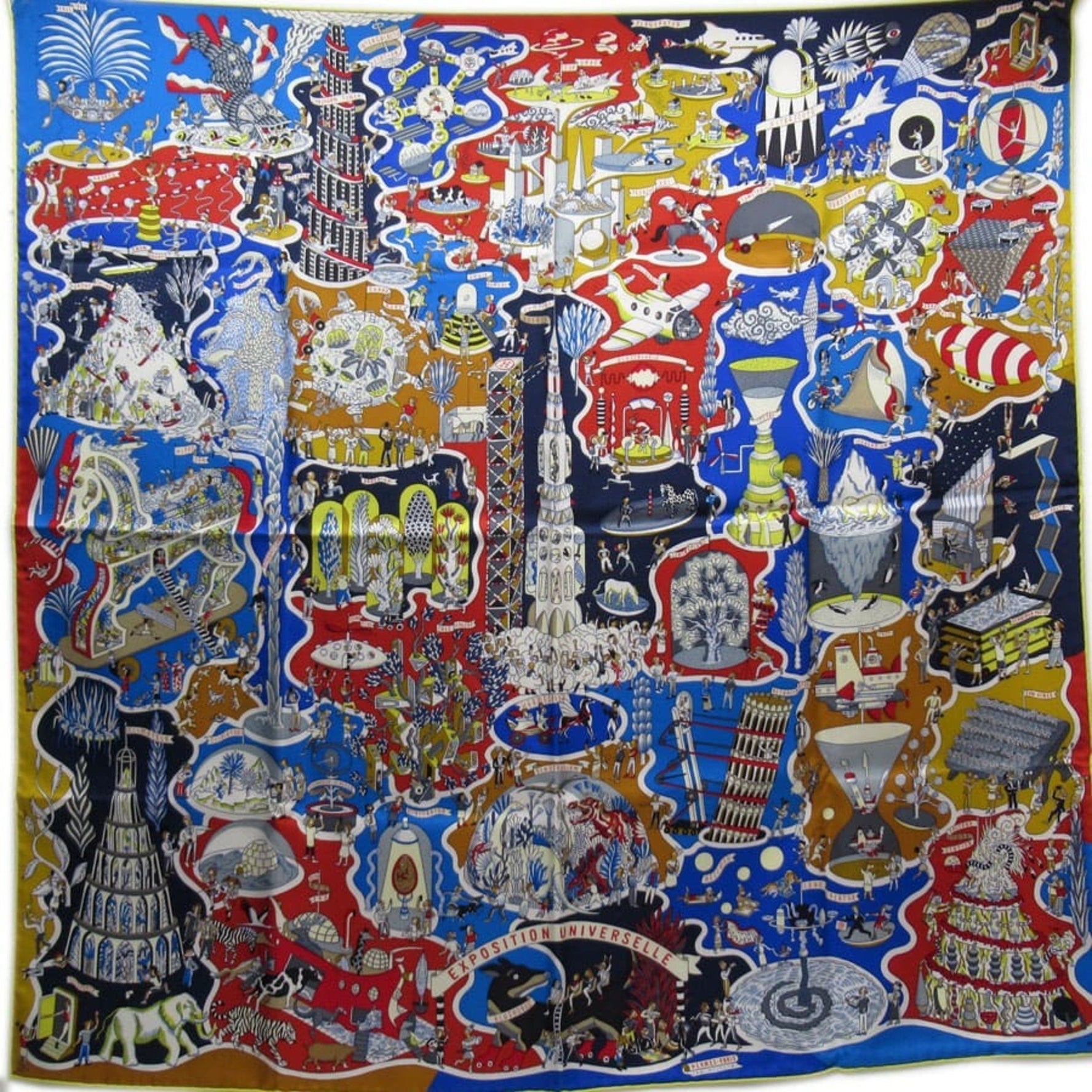Hermes Scarf Carre 90 EXPOSITION UNIVERSELL World Exposition Series 100% Silk