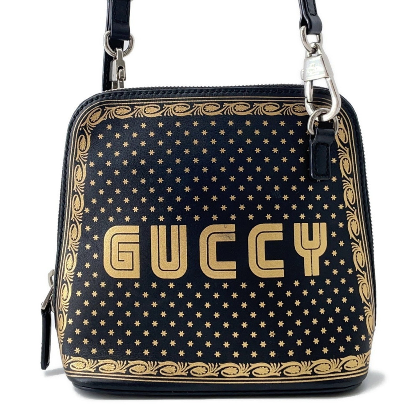 Gucci Sega Collaboration GUCCY Print Shoulder Bag Black