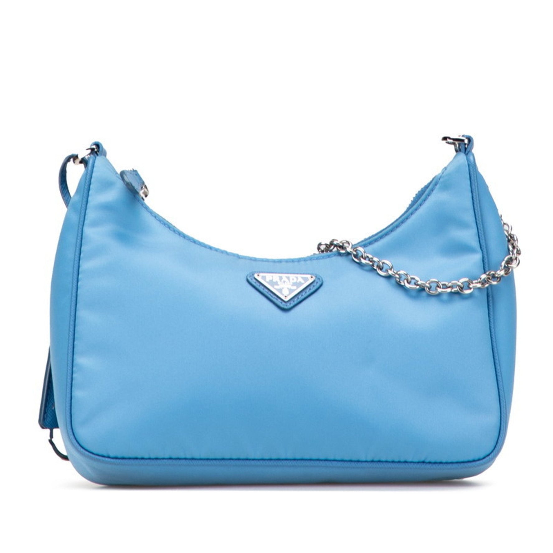 Prada Triangle Logo Plate Re-Edition 2005 Handbag/Shoulder Bag, Light Blue Nylon