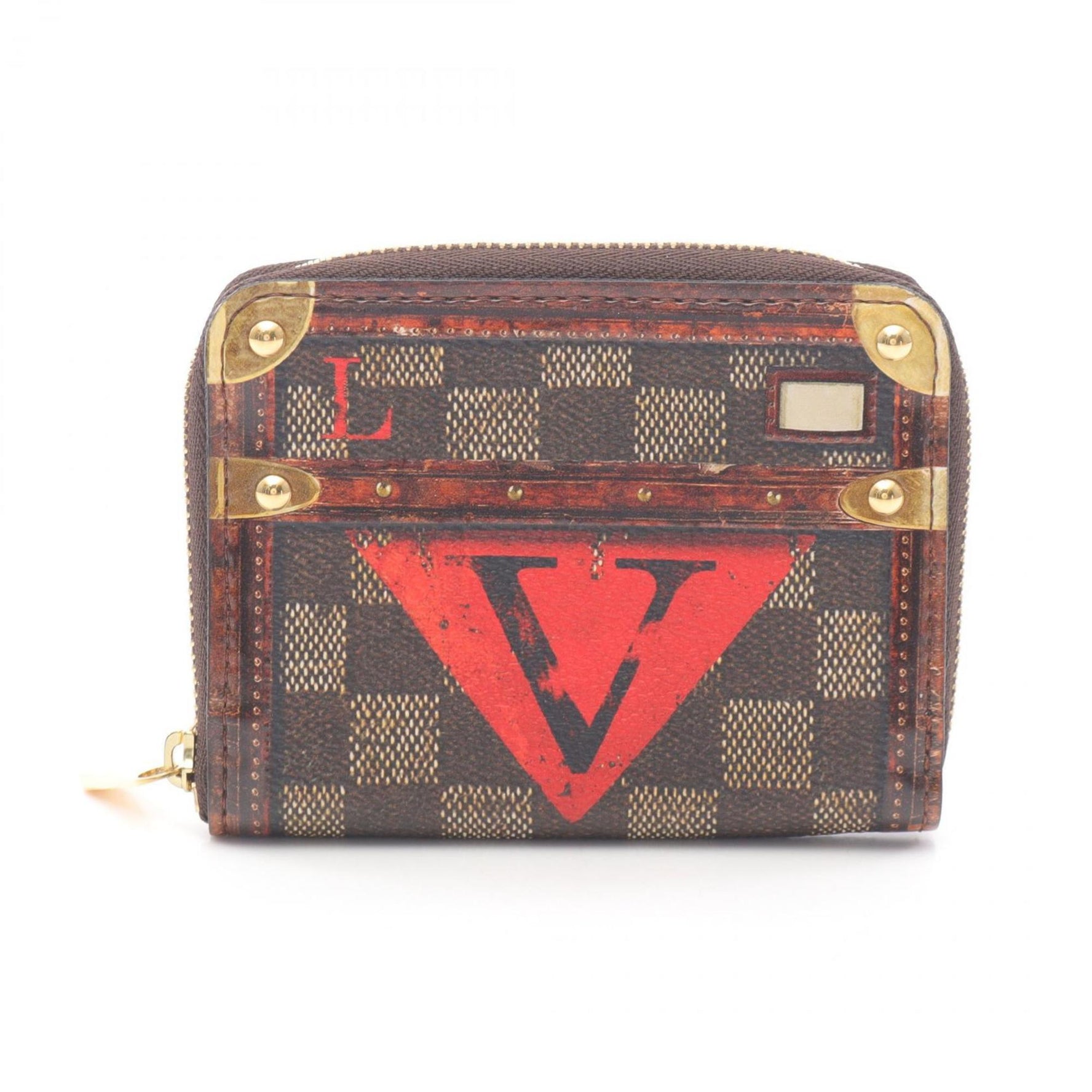 Louis Vuitton Zippy Coin Purse, Coated Canvas Leather Damier Trunk Time, Brown Multicolor