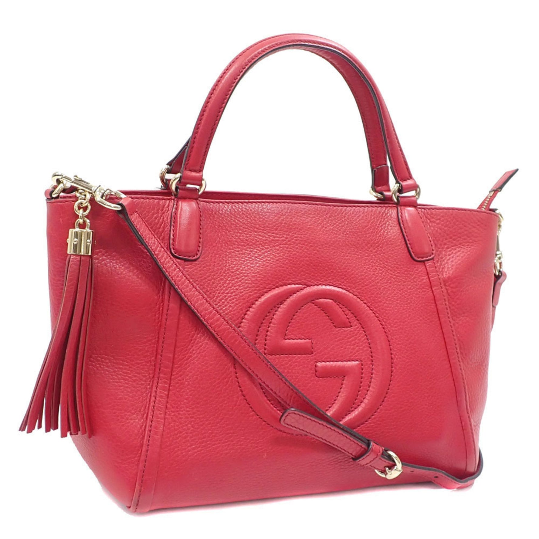 Gucci Women's Red Leather Shoulder Bag with Interlocking G