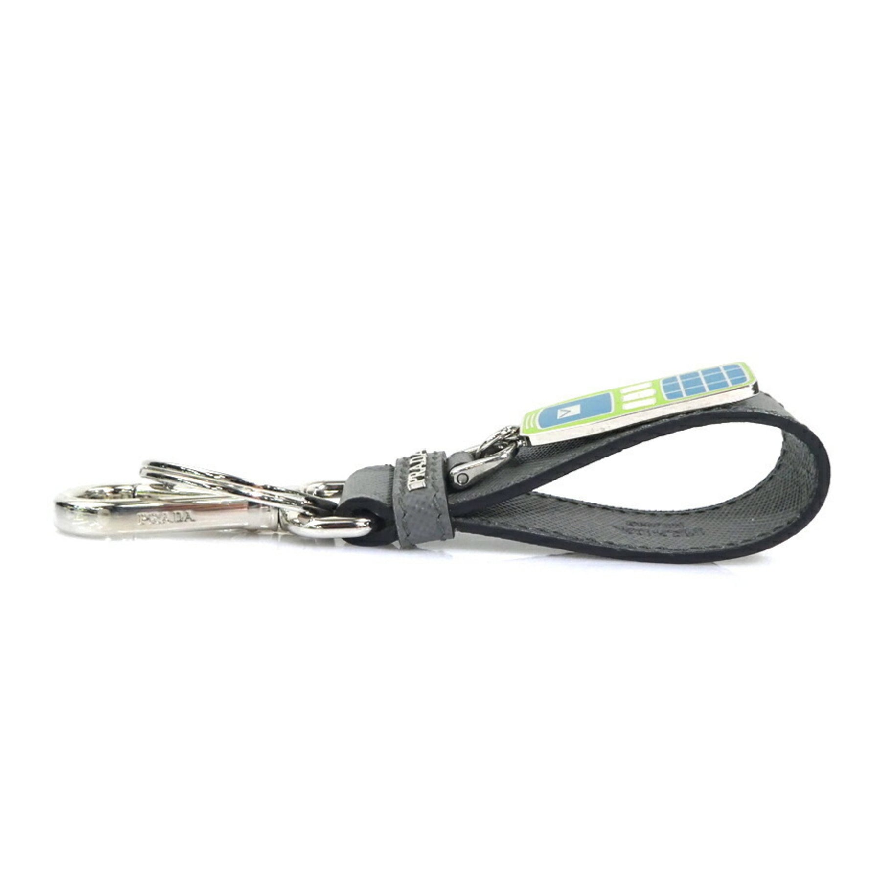 Prada PRADA Key Ring Leather Metal Gray Men's Women's h31464g