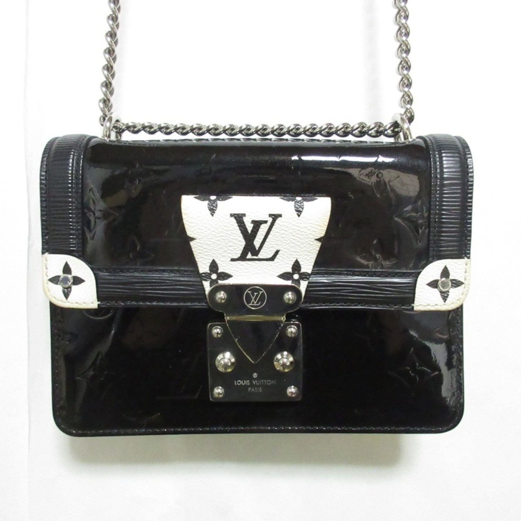 LOUIS VUITTON Louis Vuitton Winewood PM Vernis Monogram Epi Chain Shoulder Bag M90445 Noir White Women's
