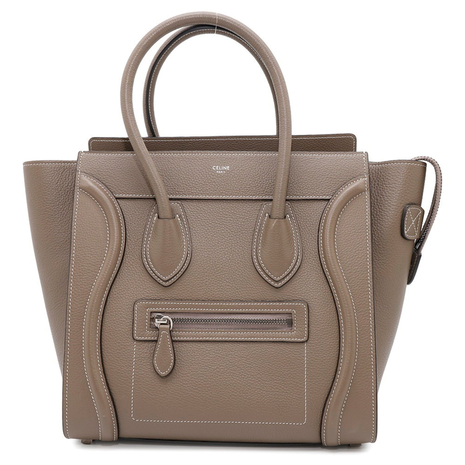 Celine Handbag Luggage Micro Shopper Leather Bag Greige