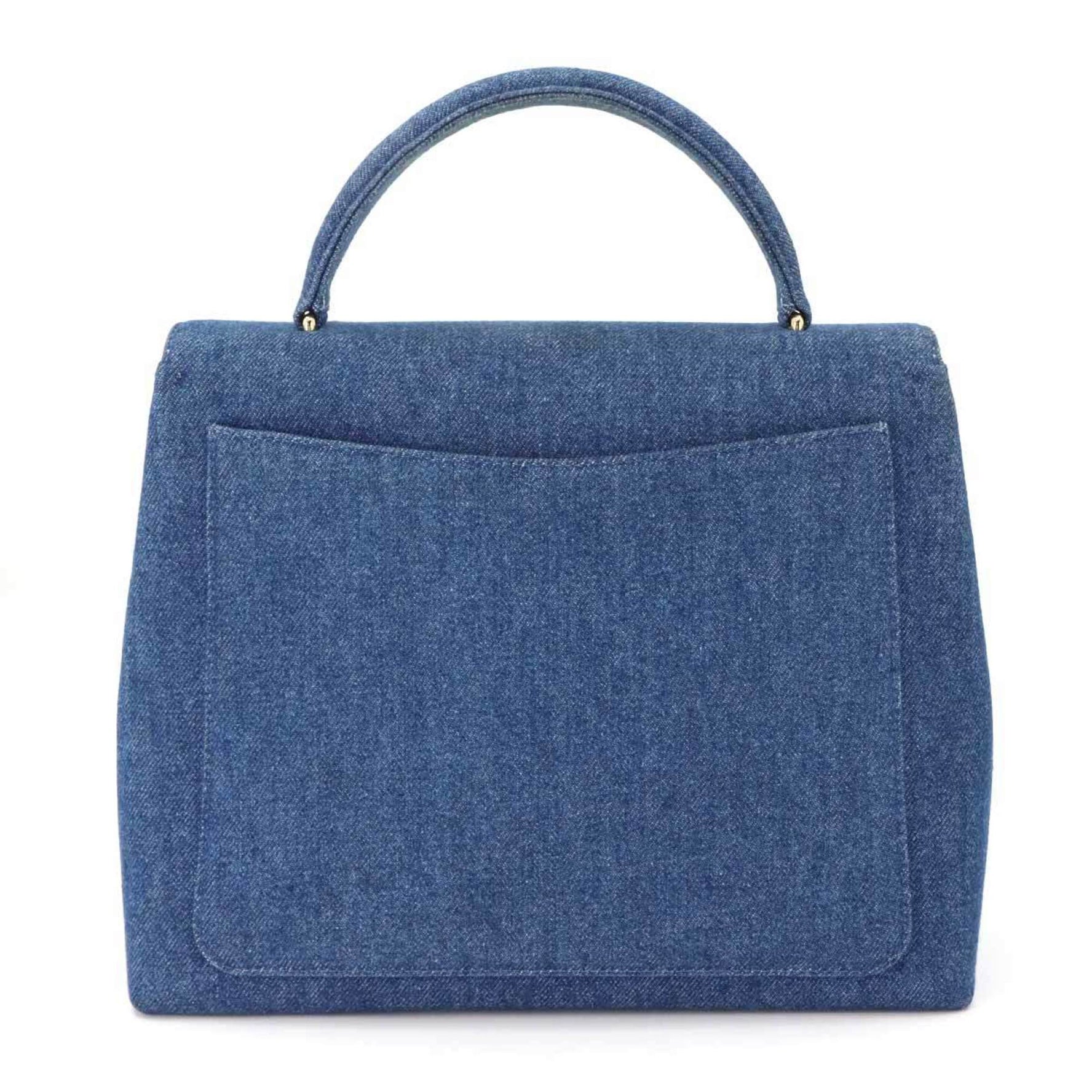 CHANEL Handbag in Denim Leather with Gold Hardware and Turn Lock