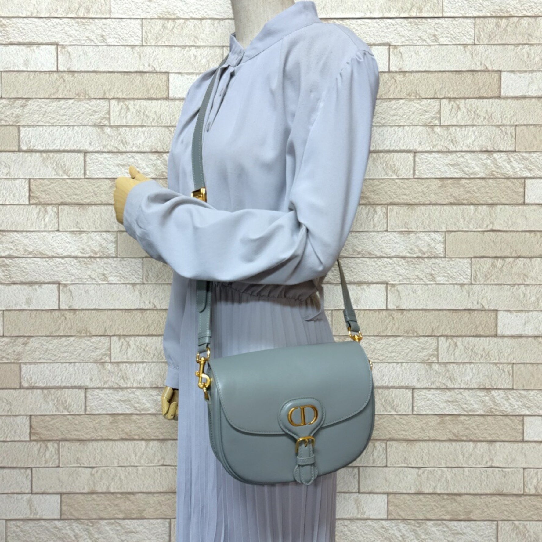 Christian Dior Dior Bobby Medium Shoulder Bag Leather Grey