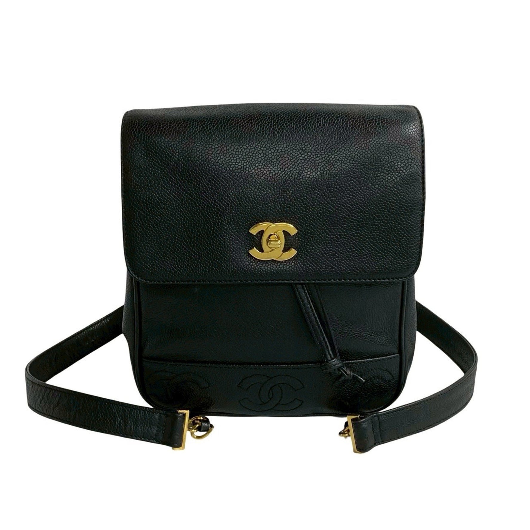 CHANEL Triple Coco Caviar Leather Chain Backpack