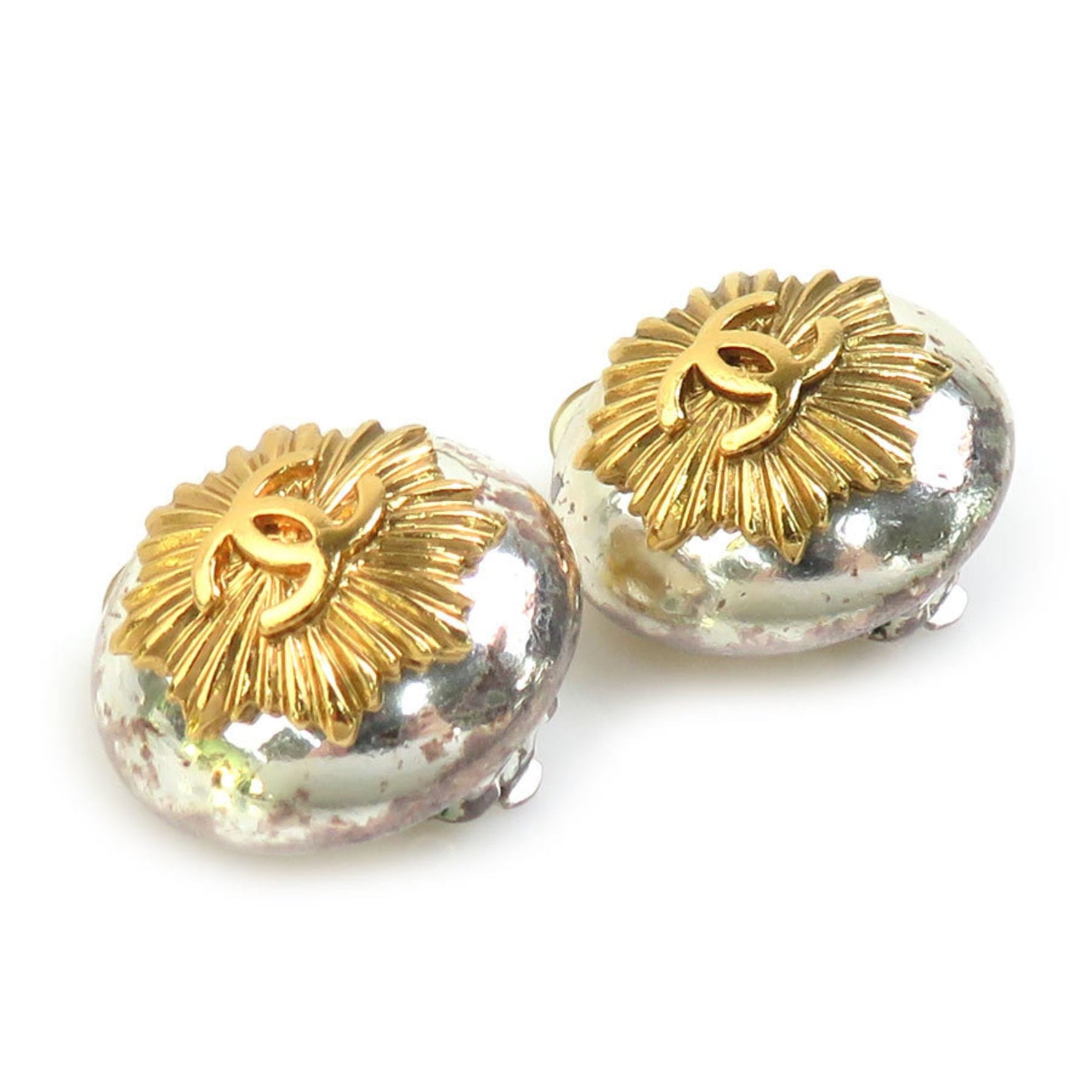CHANEL Earrings, Metal, Silver and Gold, Women's, H31428a