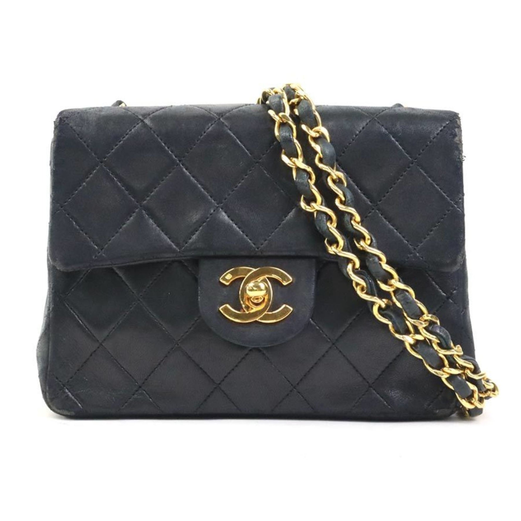 CHANEL Shoulder Bag Lambskin Gold