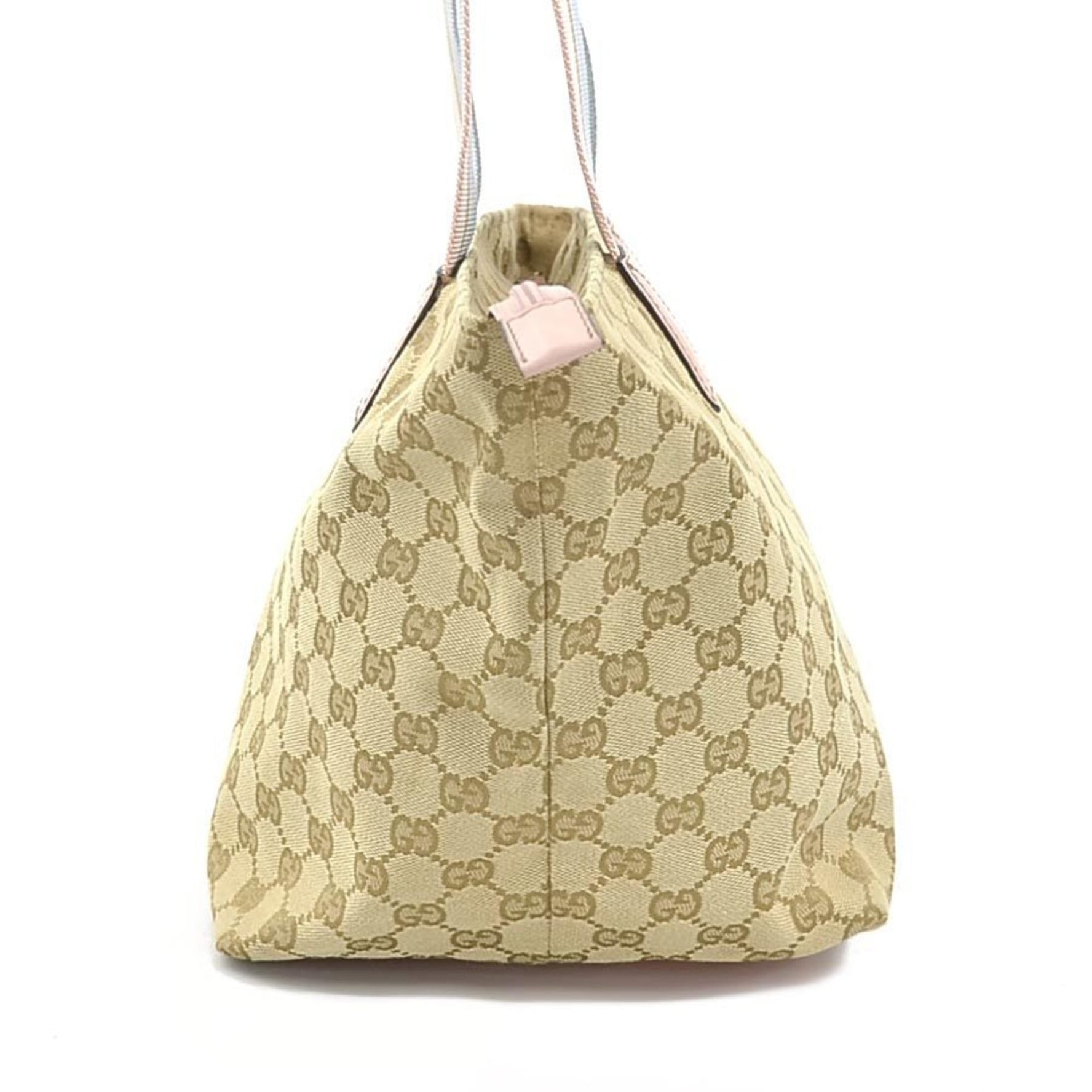 GUCCI Shoulder Bag Tote GG Canvas Leather Beige Pink Blue Women's e60391g